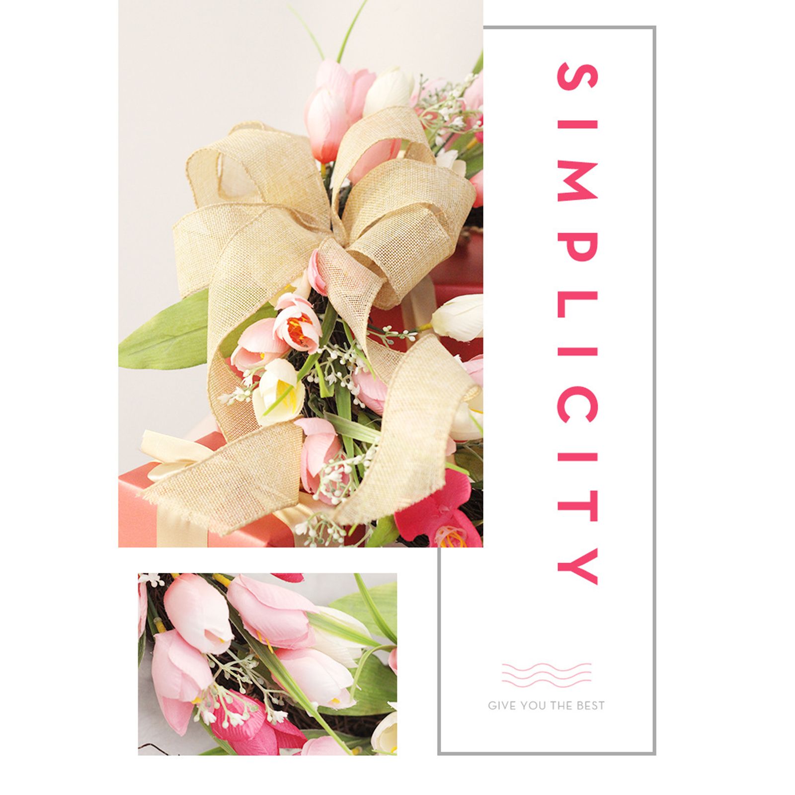 Tulip Wreath Tulip Decorative Wreath Artificial Tulip Wreath Decorative Flower Wreath - Image 6