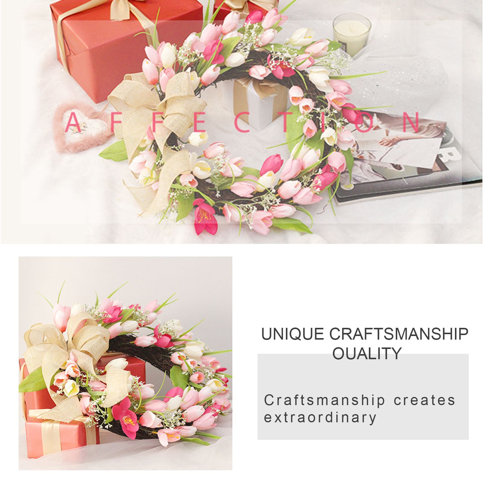 Tulip Wreath Tulip Decorative Wreath Artificial Tulip Wreath Decorative Flower Wreath - Image 7