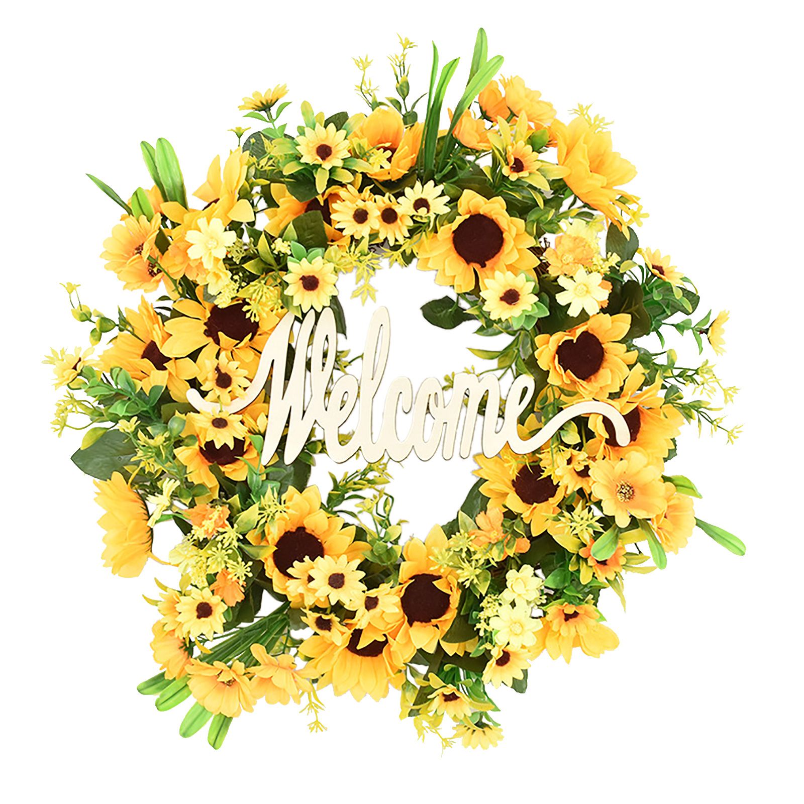 Sunflower Garland Door Ornament Ins Nordic Sunflower Decoration Hello Hanging Ornament - Image 1