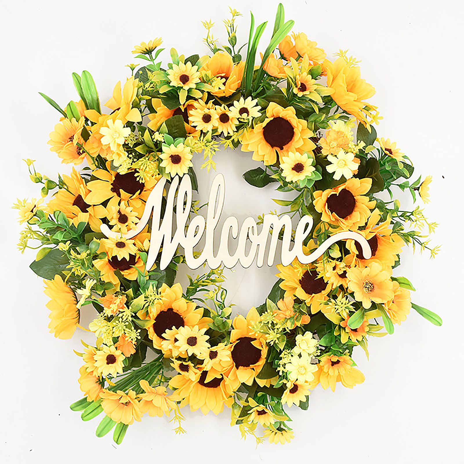Sunflower Garland Door Ornament Ins Nordic Sunflower Decoration Hello Hanging Ornament - Image 2