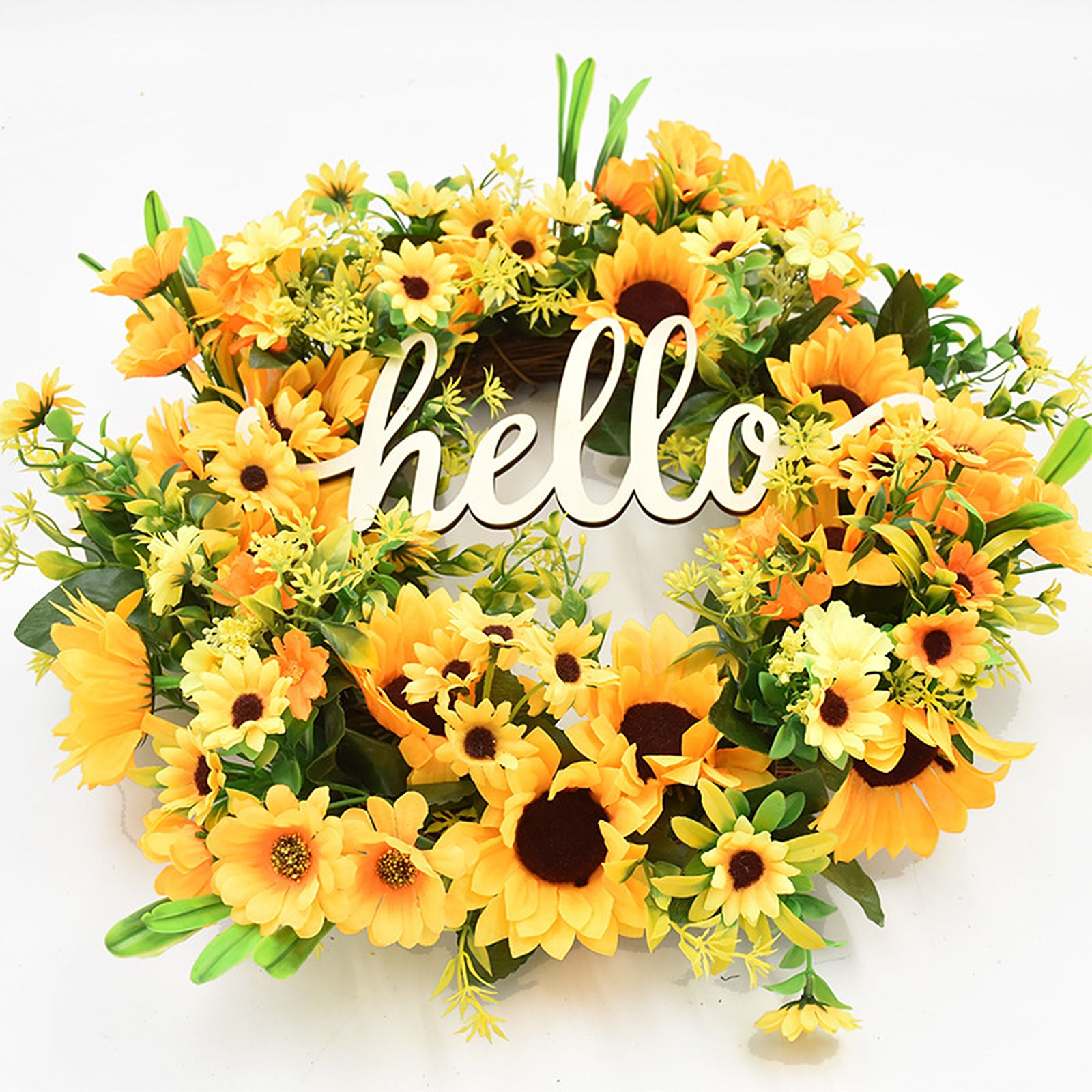 Sunflower Garland Door Ornament Ins Nordic Sunflower Decoration Hello Hanging Ornament - Image 3