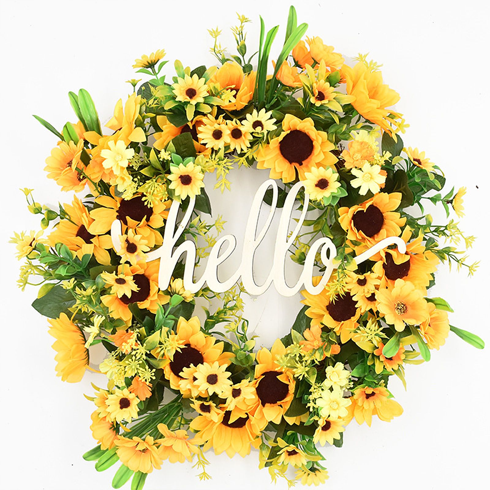 Sunflower Garland Door Ornament Ins Nordic Sunflower Decoration Hello Hanging Ornament - Image 5