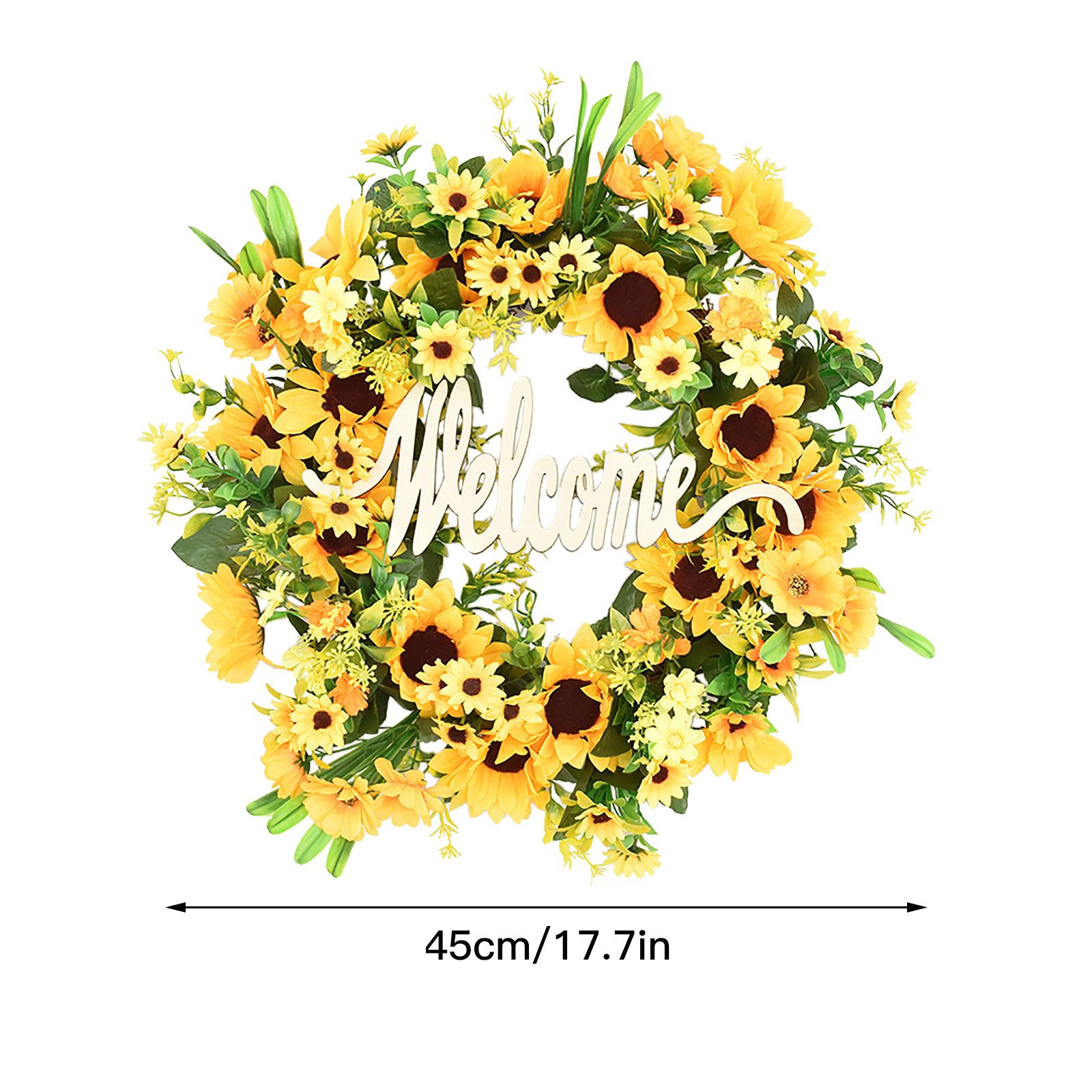 Sunflower Garland Door Ornament Ins Nordic Sunflower Decoration Hello Hanging Ornament - Image 7
