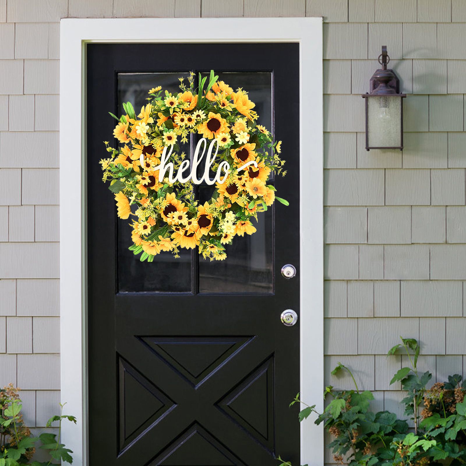 Sunflower Garland Door Ornament Ins Nordic Sunflower Decoration Hello Hanging Ornament - Image 8