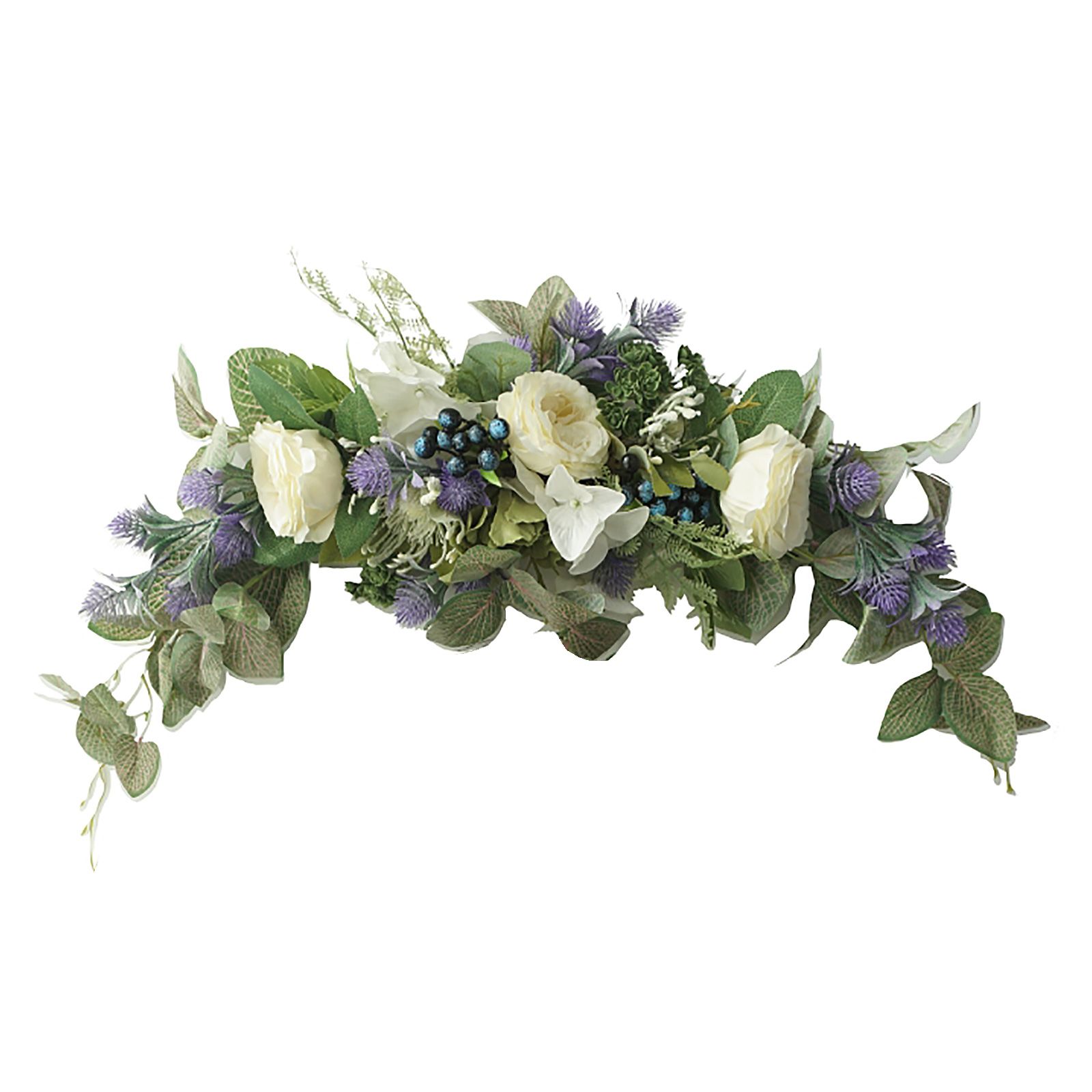 Lavender Wreath Artificial Lavender Floral Wreath for Wedding Party Wall Window Backdrop Home Decor - Image 1