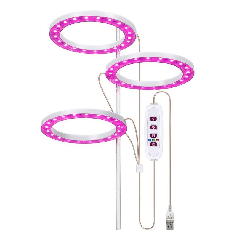 LED Plant Grow Light 5 Dimmable Modes 3 Head Timing USB Plant Lamp for Potted Plants Greenhouse Vegetables - Image 4