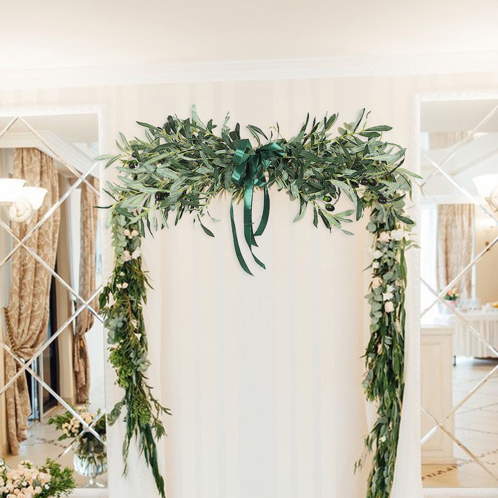 Simulation Olive Lintel Wreath Wall Hanging Lintel Garland Wedding Home Decoration - Image 8