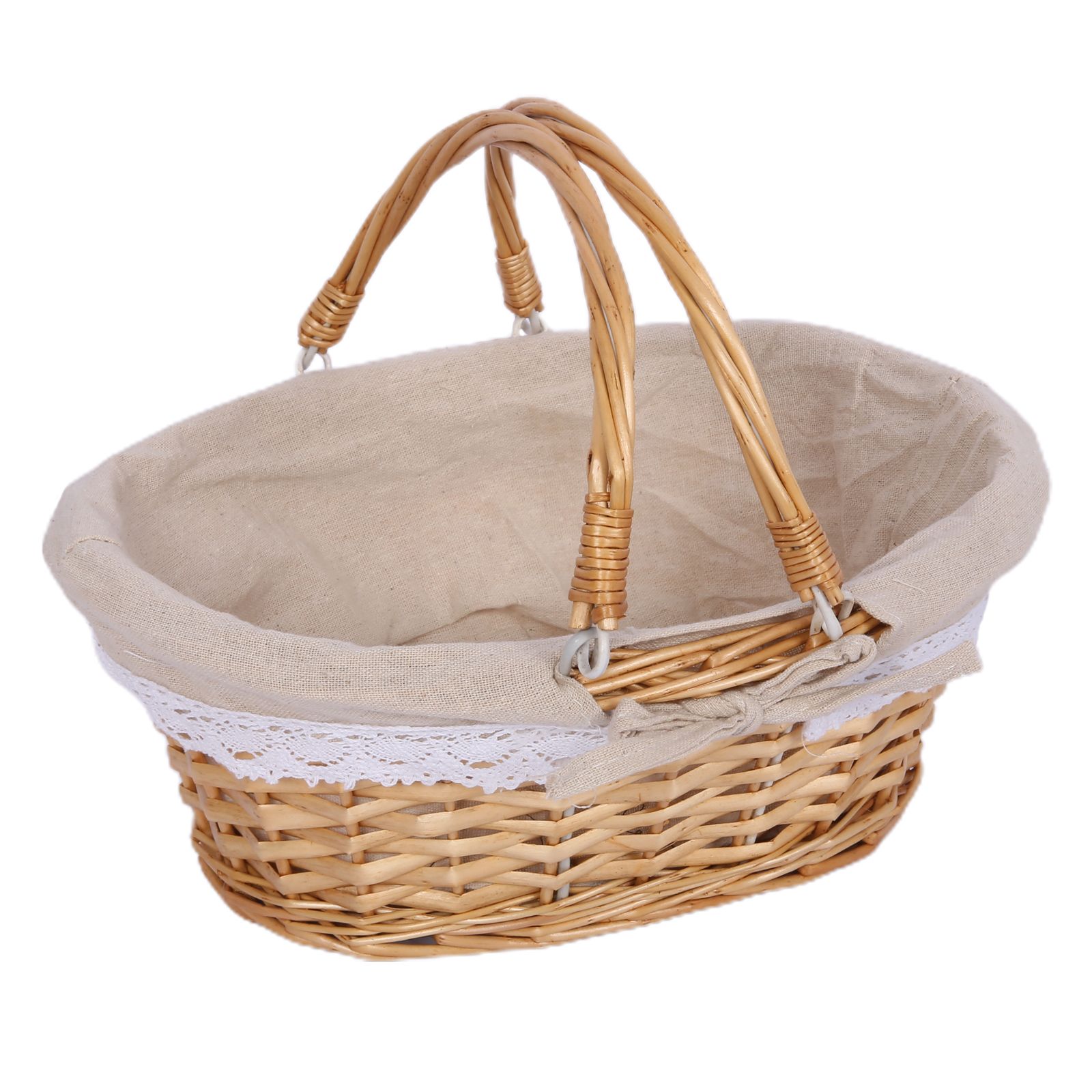 Woven Basket Folding Handle Portable Eco Friendly Rattan Picnic Basket for Bathroom Gift - Image 1