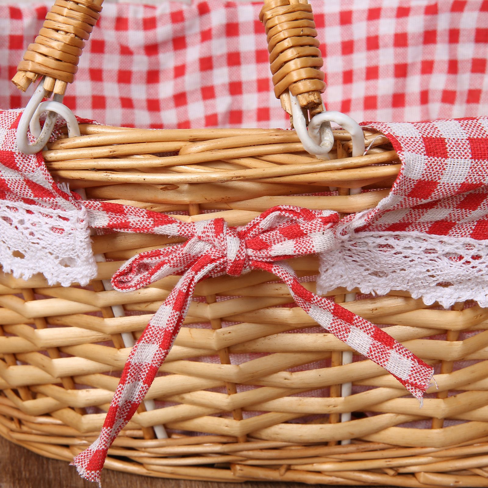 Woven Basket Folding Handle Portable Eco Friendly Rattan Picnic Basket for Bathroom Gift - Image 3