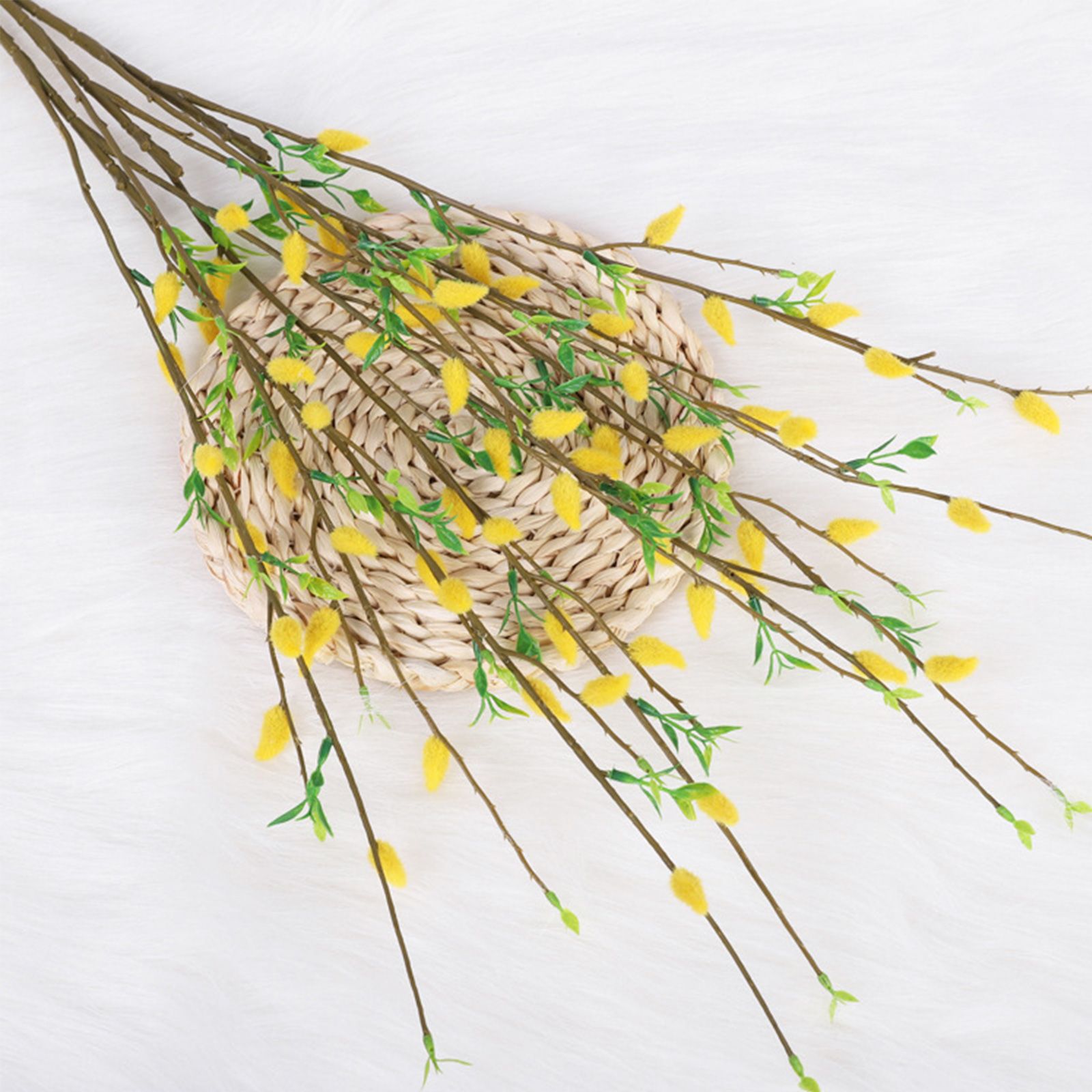 Artificial Flower Branch Simulation Bendable Decorative Fake Camellia Flowers for Arrangements Craft Projects Yellow - Image 3