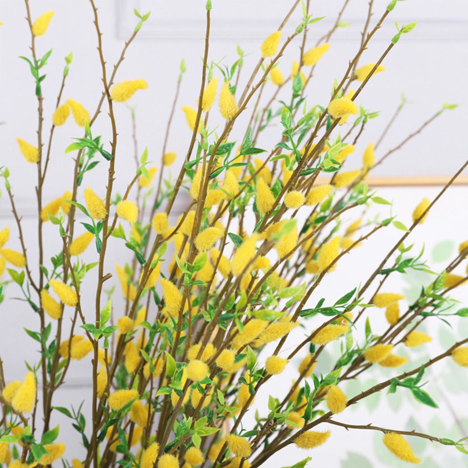 Artificial Flower Branch Simulation Bendable Decorative Fake Camellia Flowers for Arrangements Craft Projects Yellow - Image 4
