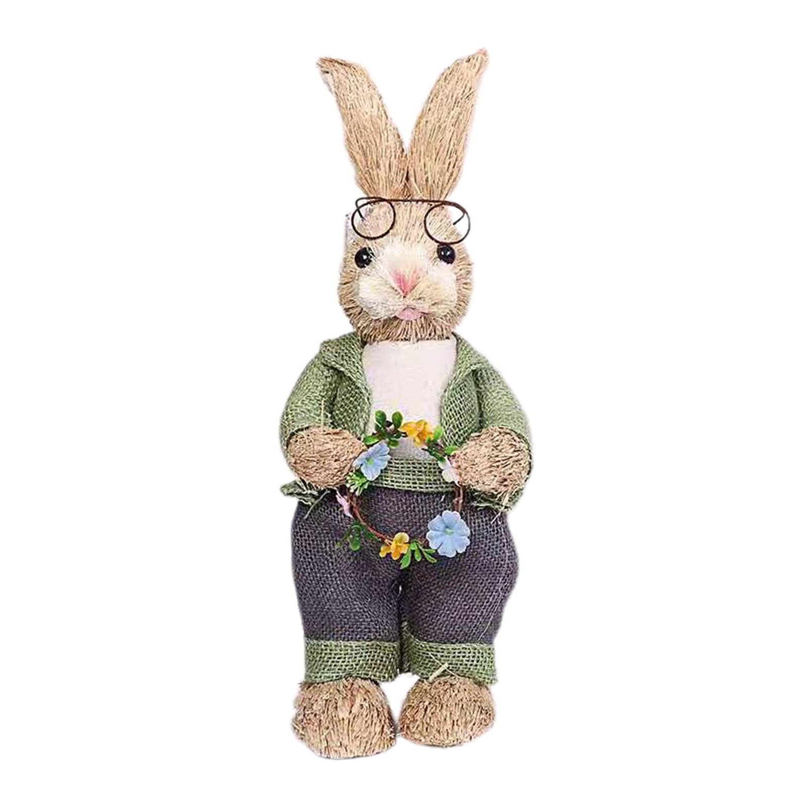 Artificial Simulated Straw Bunny Cute Easter Straw Rabbit Figurines Easter Bunny Props Home Decoration - Image 1