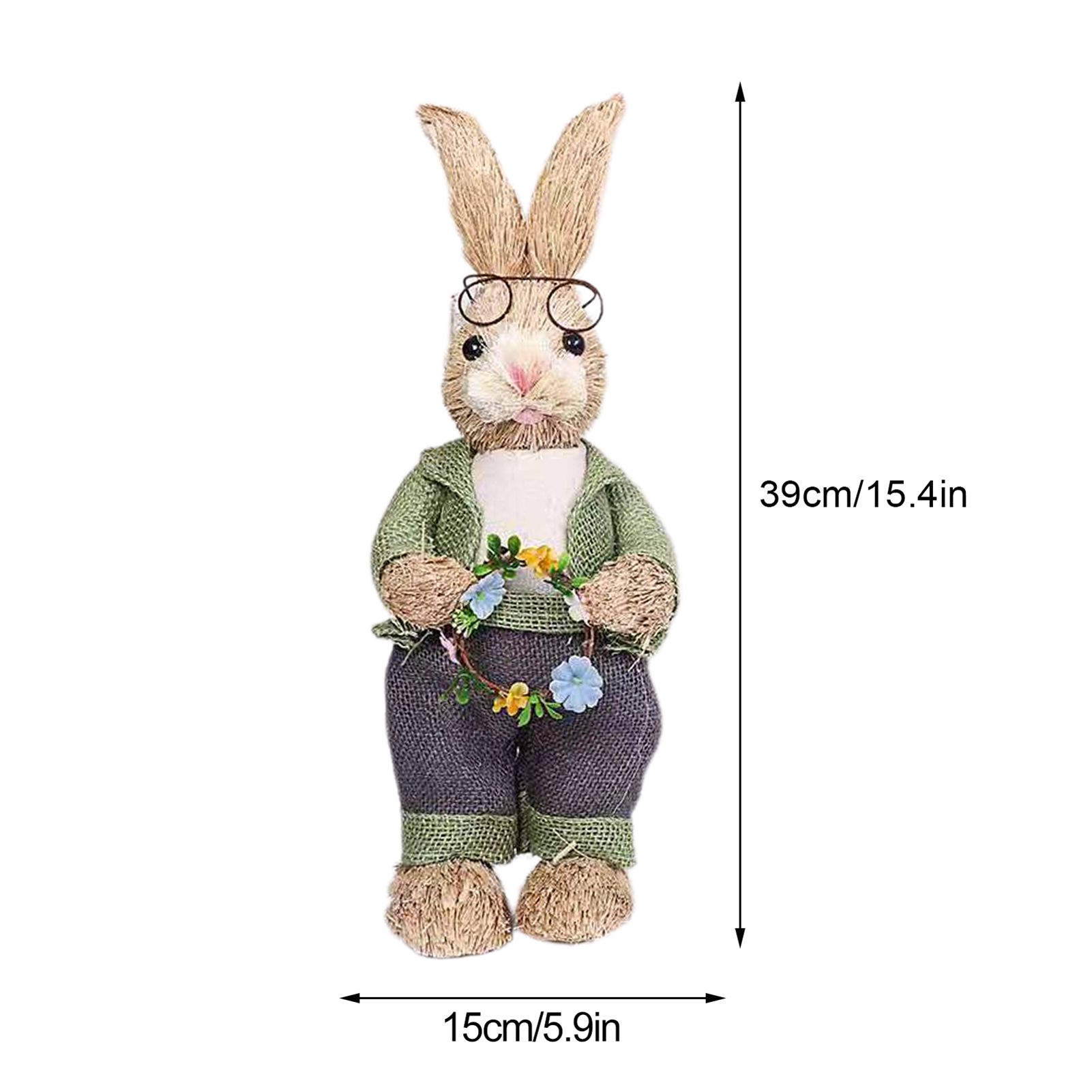 Artificial Simulated Straw Bunny Cute Easter Straw Rabbit Figurines Easter Bunny Props Home Decoration - Image 3
