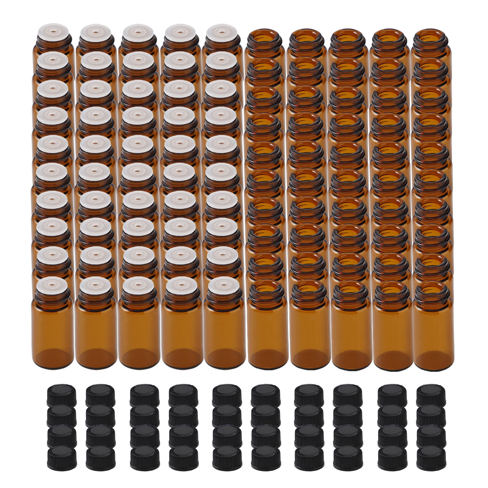 100Pcs Essential Oil Bottle Thick Glass Shock Resistant UV Protection Portable Essential Oil Bottle Brown - Image 2