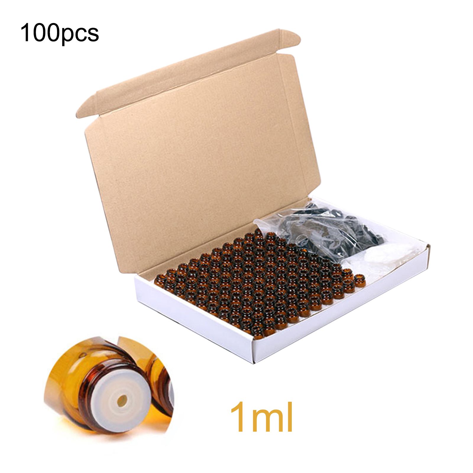 100Pcs Essential Oil Bottle Thick Glass Shock Resistant UV Protection Portable Essential Oil Bottle Brown - Image 3