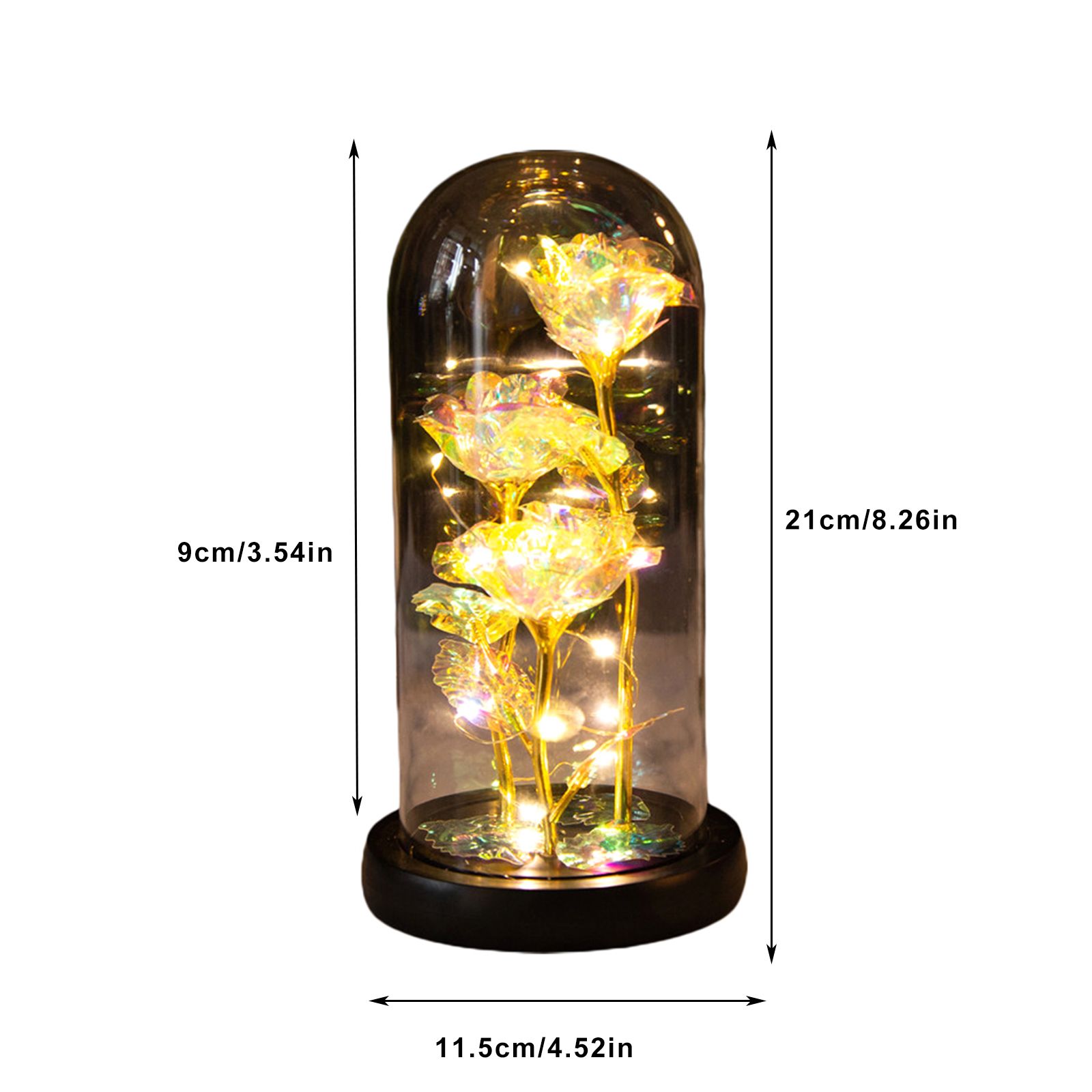 LED Rose Light Rose in Glass on Wooden Base Artificial Rose Flower Light Preserved Rose with LED Light - Image 4