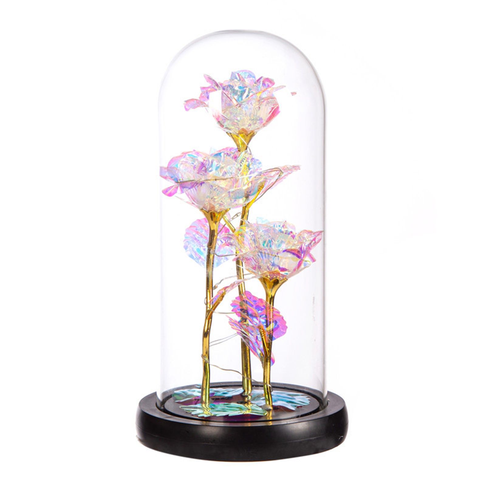 LED Rose Light Rose in Glass on Wooden Base Artificial Rose Flower Light Preserved Rose with LED Light - Image 8