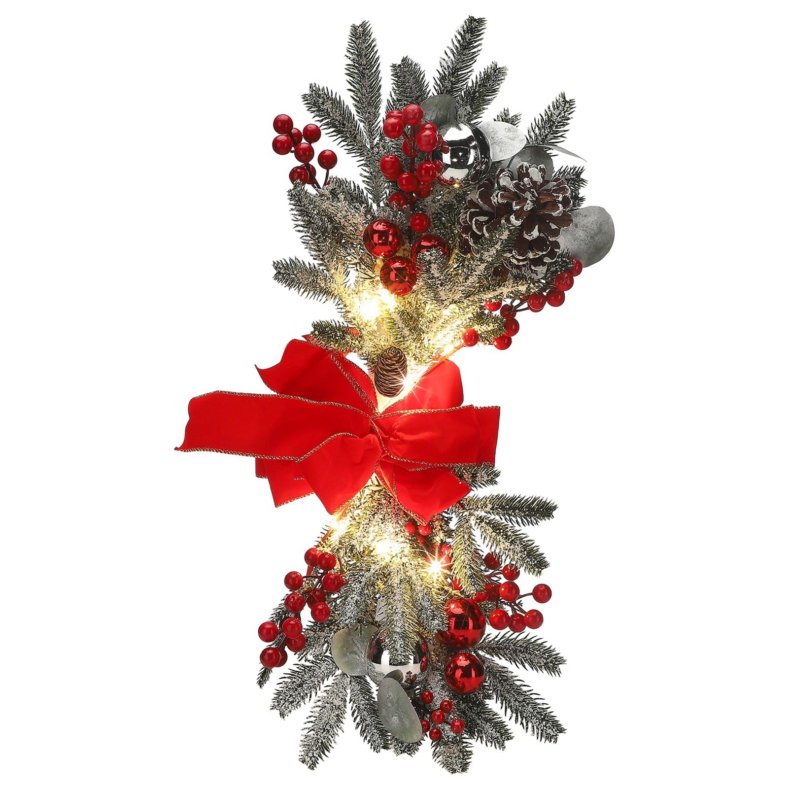 Artificial Christmas Swag Beautiful Exquisite Fade Resistant Christmas Teardrop Swag for Front Door Wall Living Room Kitchen Store Garden - Image 1