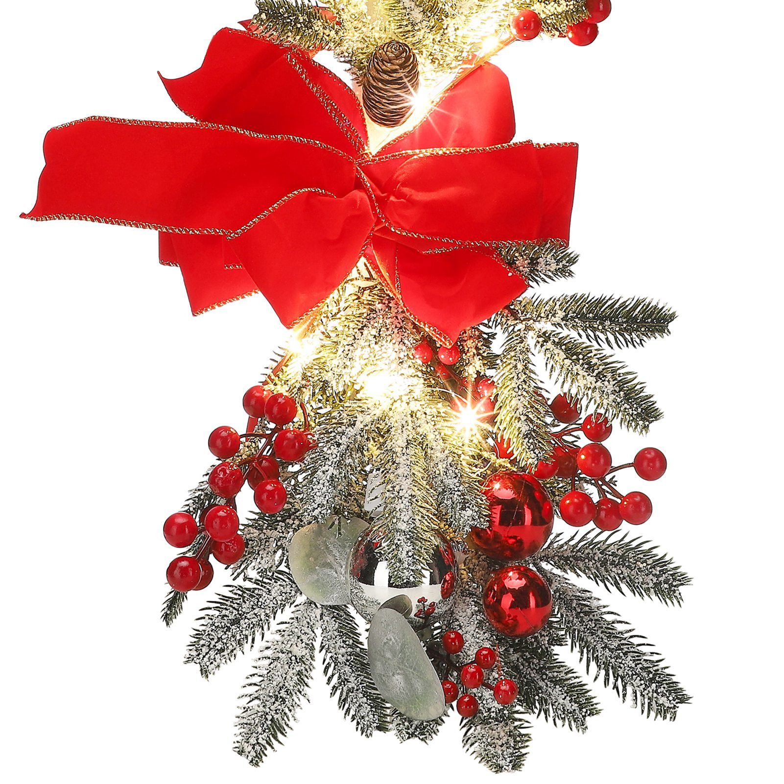 Artificial Christmas Swag Beautiful Exquisite Fade Resistant Christmas Teardrop Swag for Front Door Wall Living Room Kitchen Store Garden - Image 4