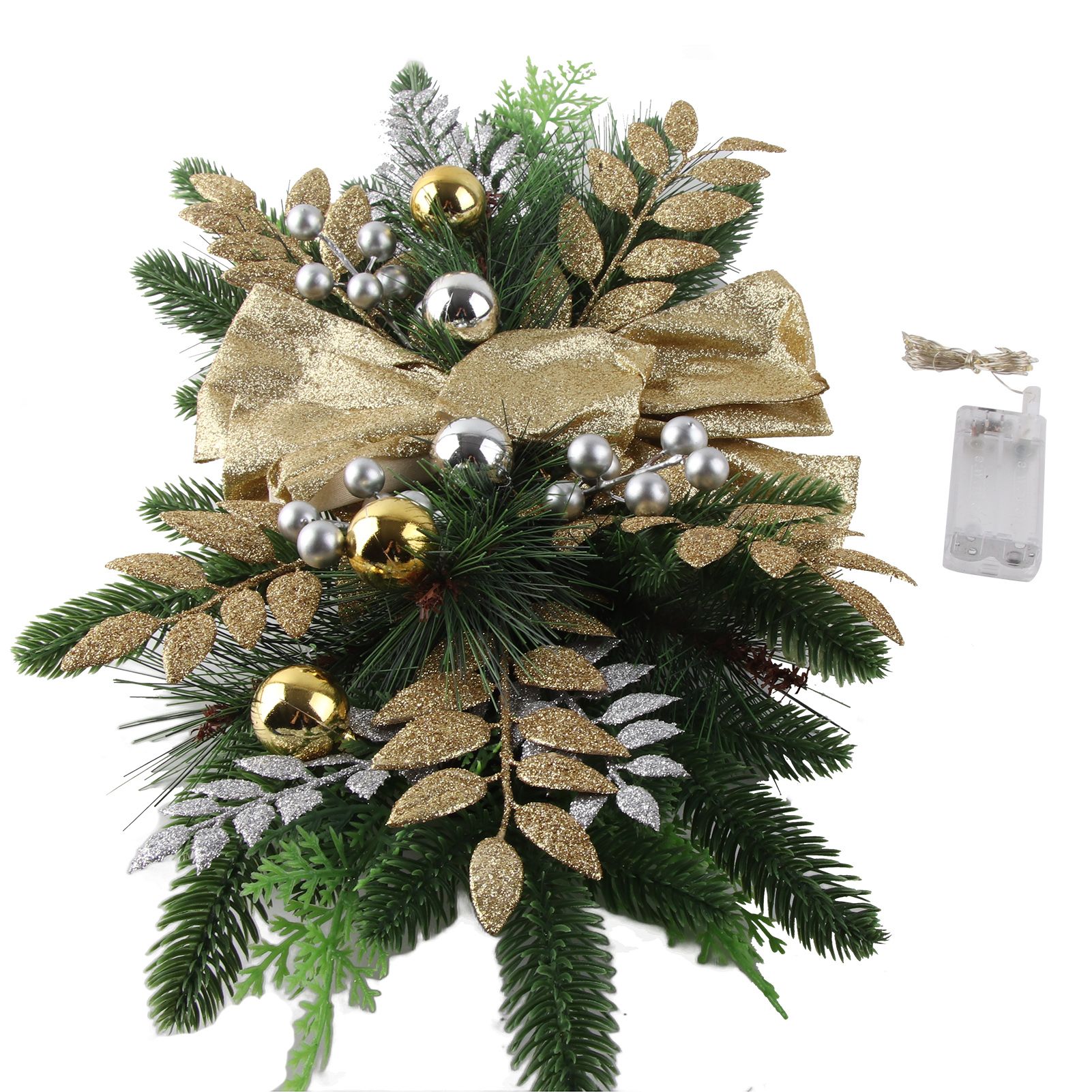 Artificial Christmas Swag Beautiful Exquisite Fade Resistant Christmas Teardrop Swag for Front Door Wall Living Room Kitchen Store Garden - Image 1