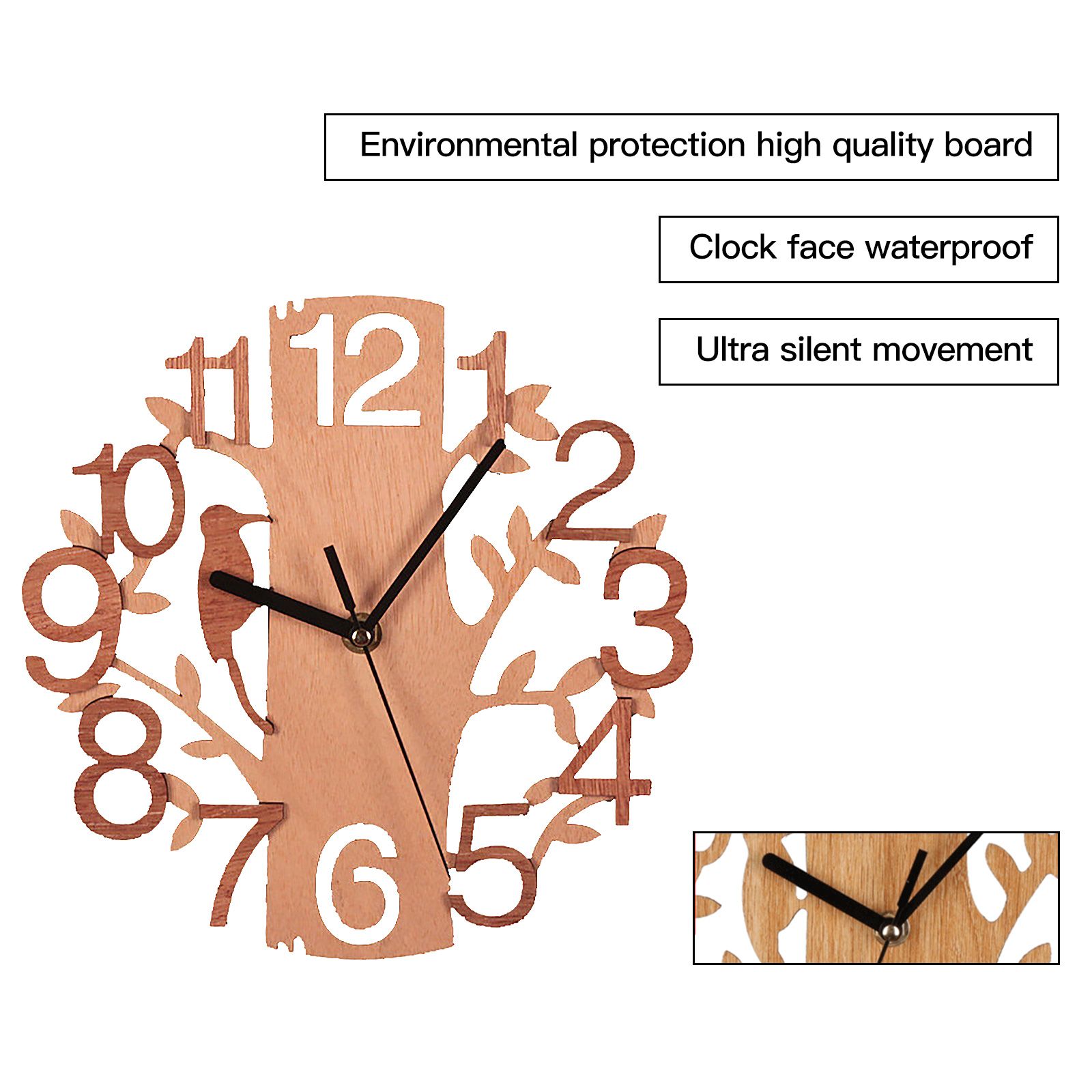 Wooden Wall Clock 8.7in Diameter White Double Layer Ultra Quiet Silent Wall Clock - Image 5