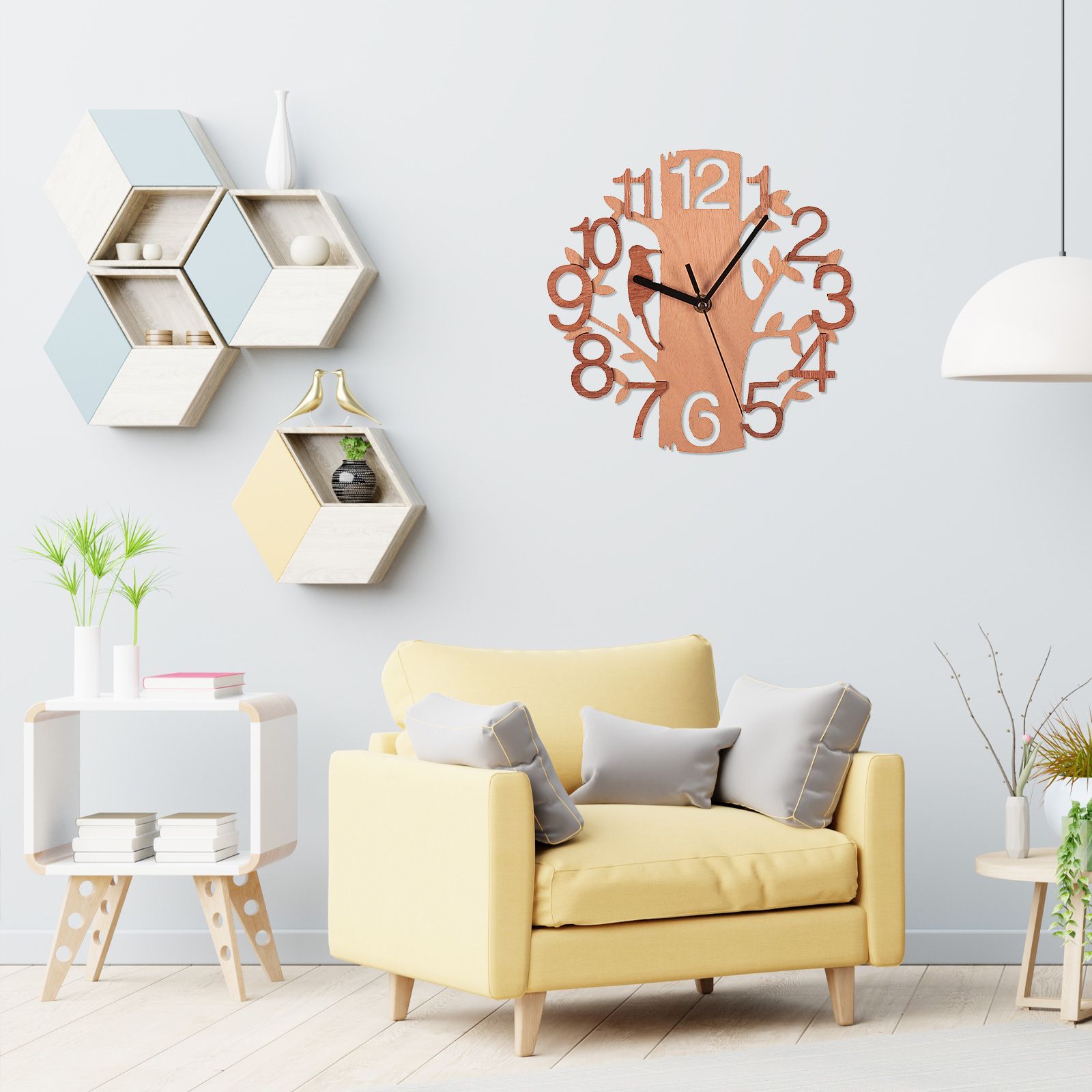 Wooden Wall Clock 8.7in Diameter White Double Layer Ultra Quiet Silent Wall Clock - Image 7