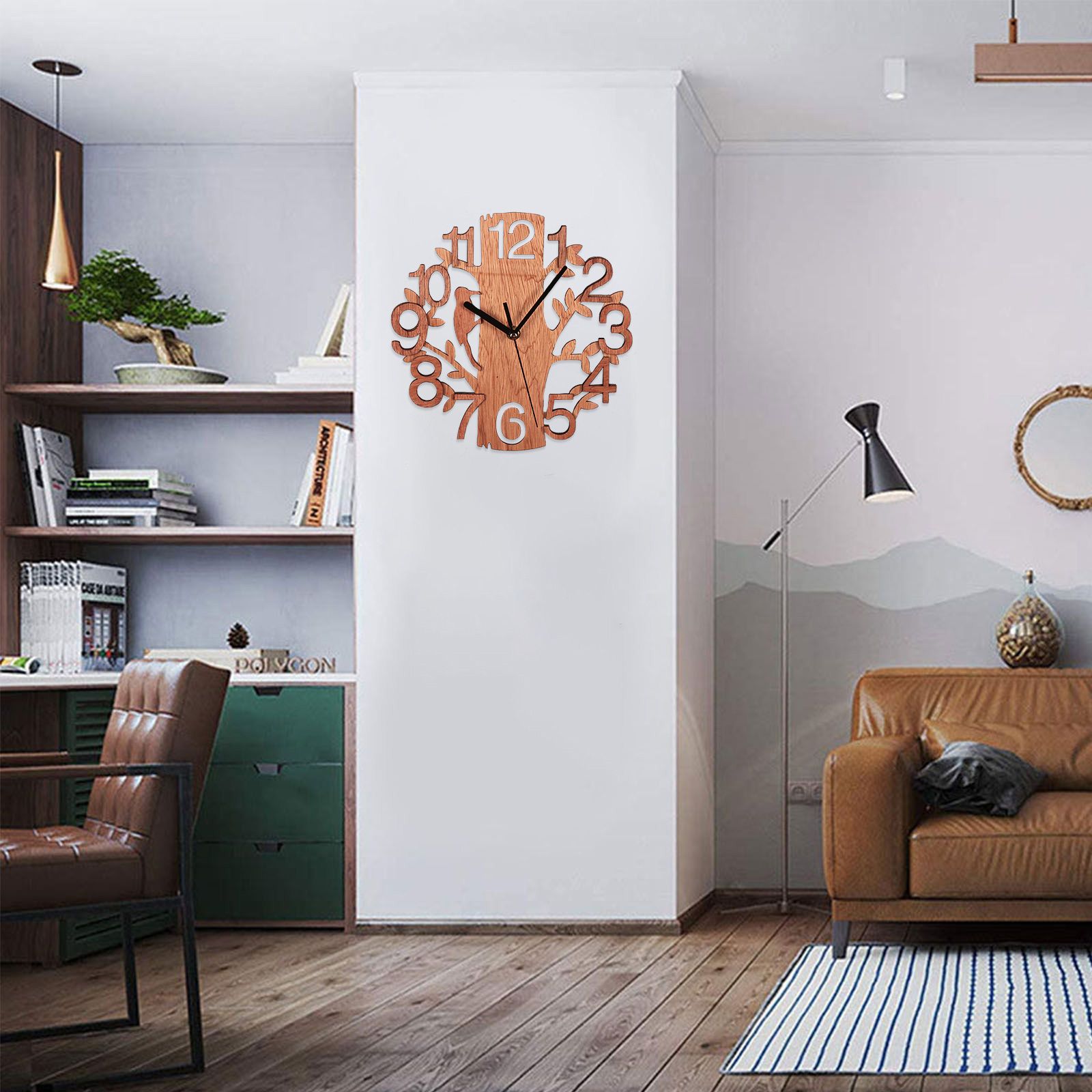 Wooden Wall Clock 8.7in Diameter White Double Layer Ultra Quiet Silent Wall Clock - Image 8