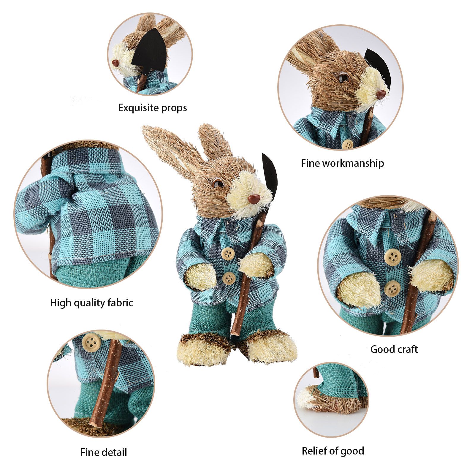 Cattail Eco Friendly Bright Colors Lifelike Durable Easter Bunny Figurine - Image 7