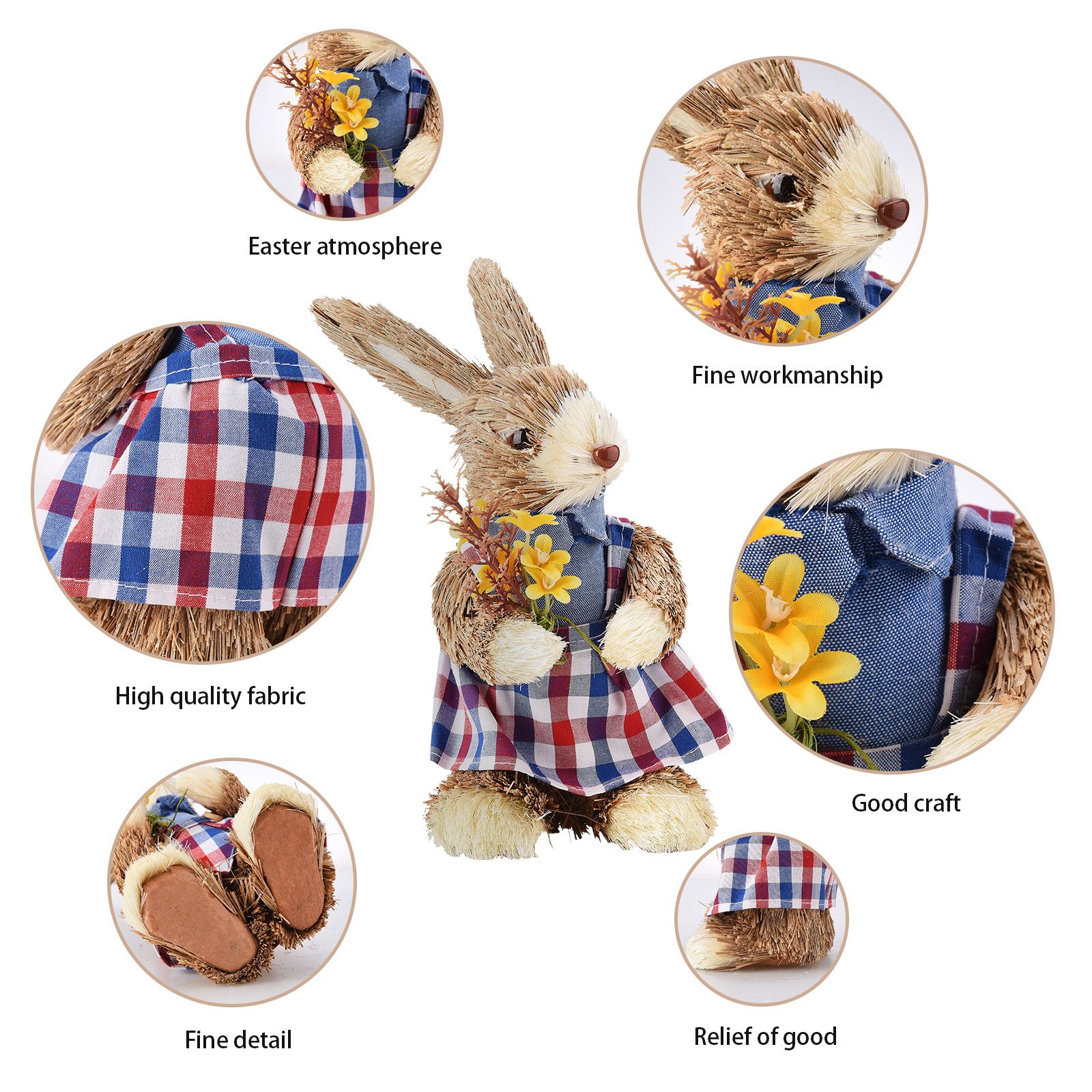 Cattail Eco Friendly Bright Colors Lifelike Durable Easter Bunny Figurine - Image 6