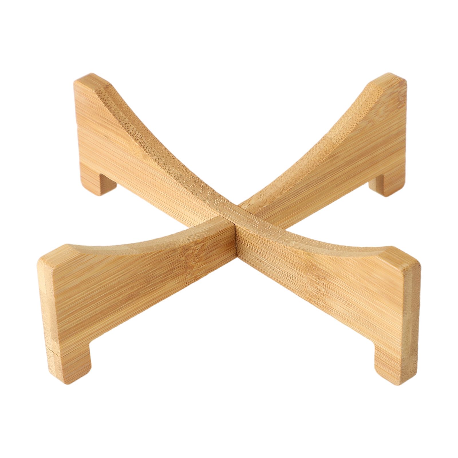 Plant Stand Bamboo Flower Pot Tray Cross Shaped Multifunction for Pet Home Kitchen 17.5x5cm - Image 1