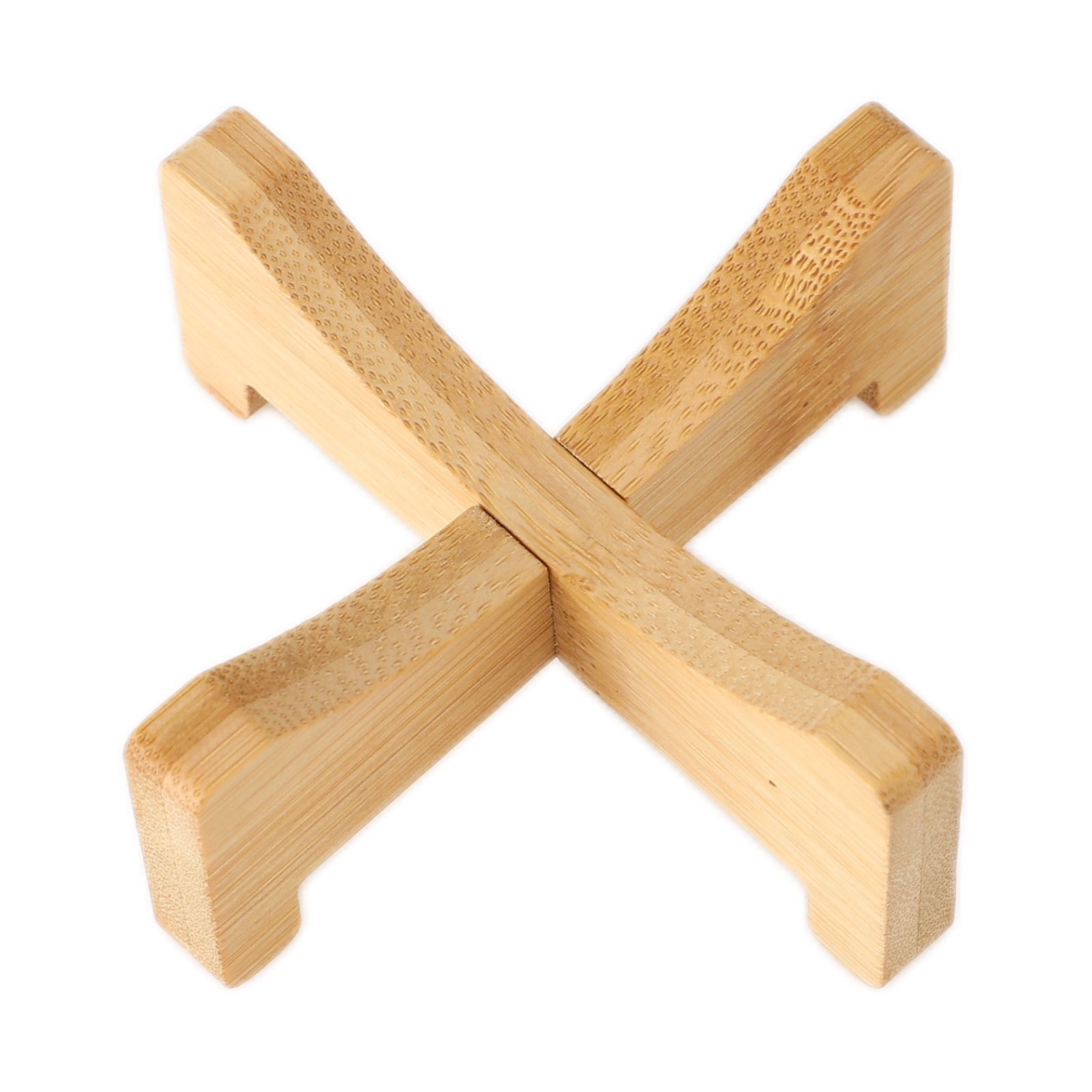 Plant Stand Bamboo Flower Pot Tray Cross Shaped Multifunction for Pet Home Kitchen 17.5x5cm - Image 2