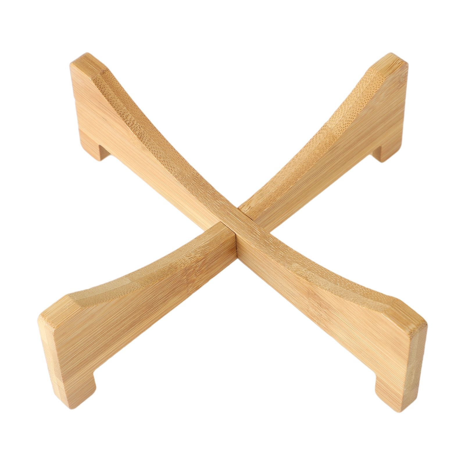 Plant Stand Bamboo Flower Pot Tray Cross Shaped Multifunction for Pet Home Kitchen 17.5x5cm - Image 6