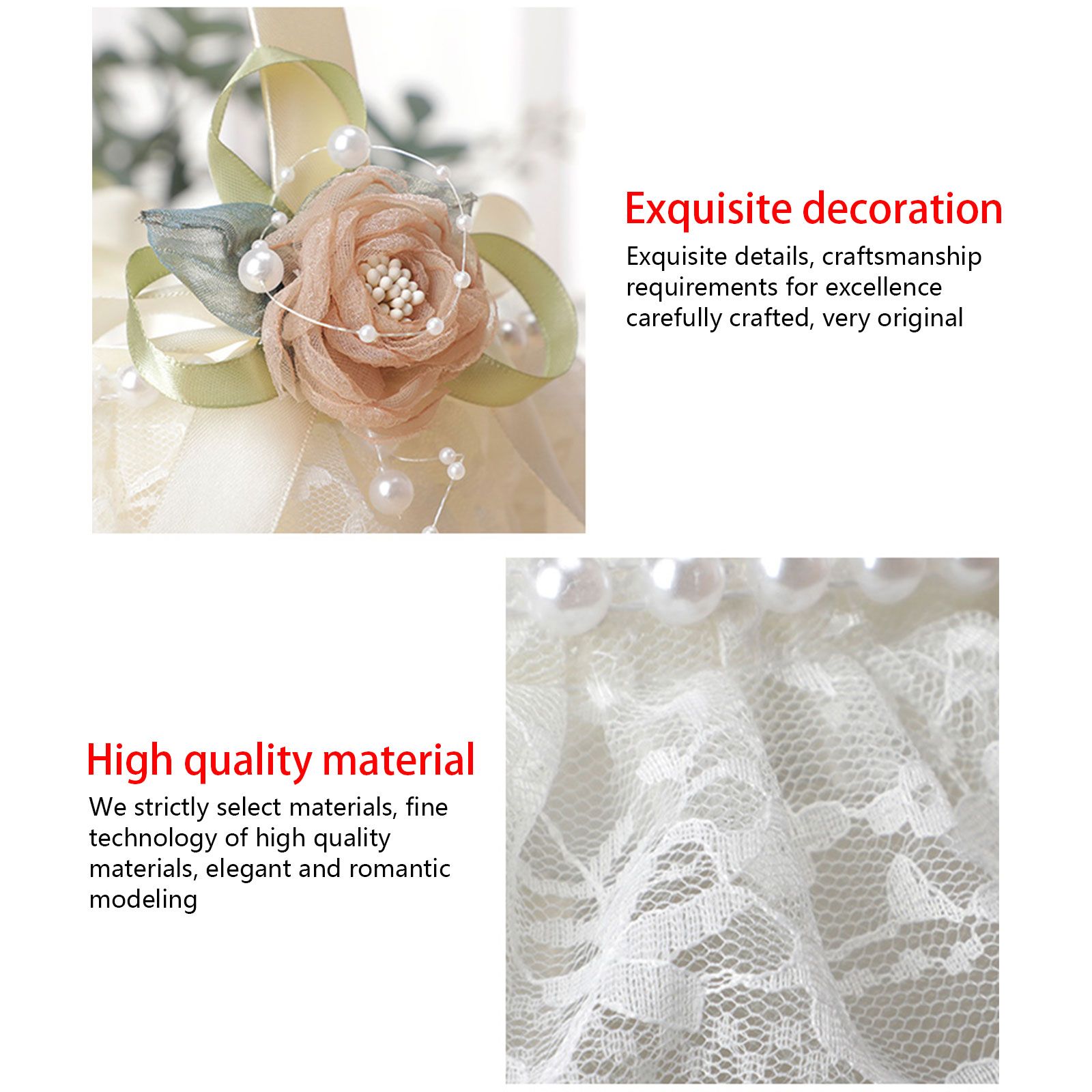 Wedding Basket Lace Simulation Flowers Handheld Flower Basket Decorative Flower Girl Basket for Wedding Party - Image 4