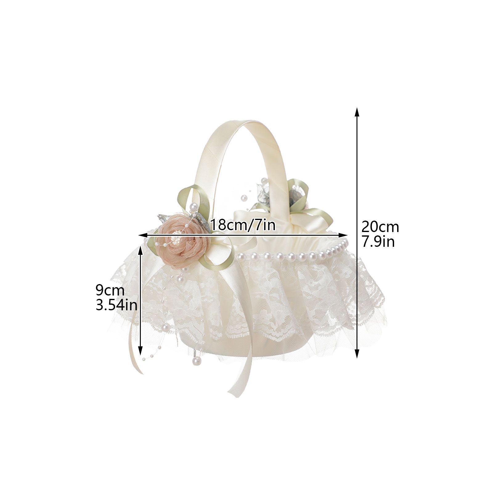 Wedding Basket Lace Simulation Flowers Handheld Flower Basket Decorative Flower Girl Basket for Wedding Party - Image 5