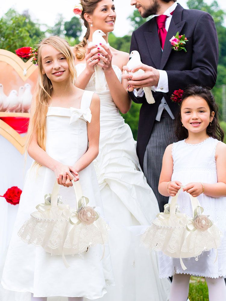 Wedding Basket Lace Simulation Flowers Handheld Flower Basket Decorative Flower Girl Basket for Wedding Party - Image 6