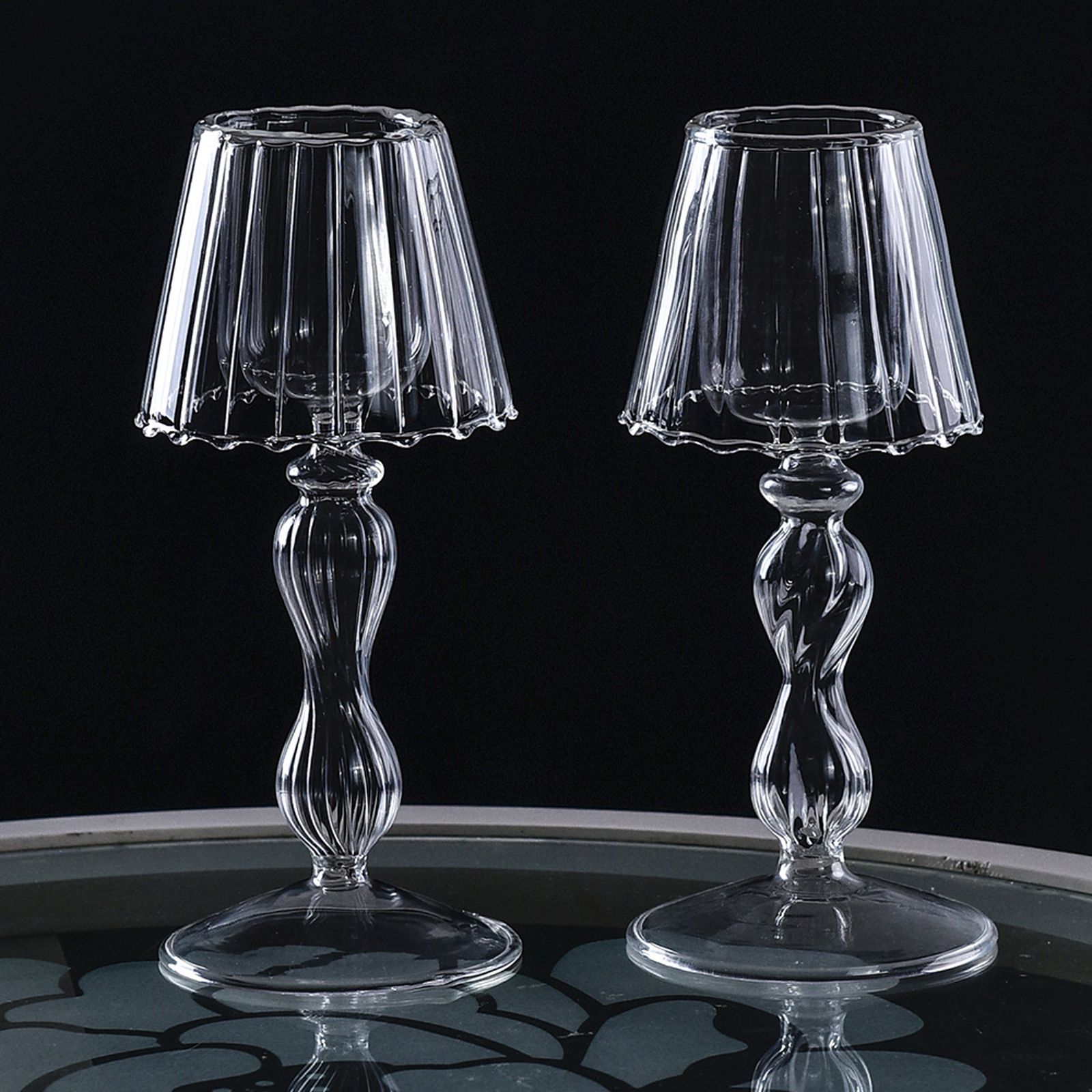 Glass Candle Holder Tansparent Table Lamp Shape Candlestick Holder for Din - Image 2