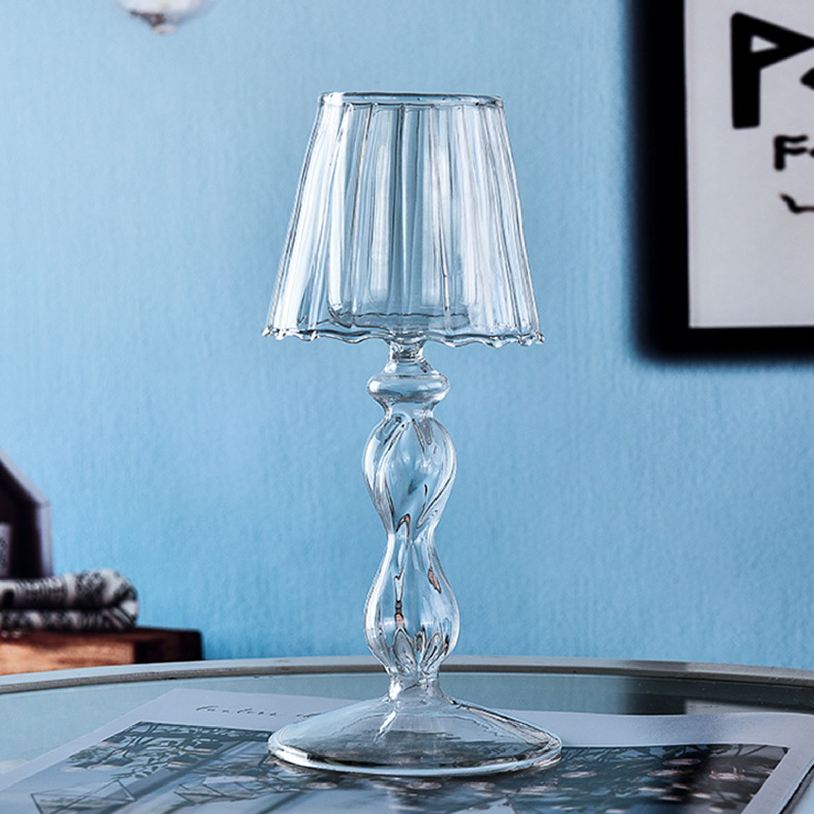Glass Candle Holder Tansparent Table Lamp Shape Candlestick Holder for Din - Image 5