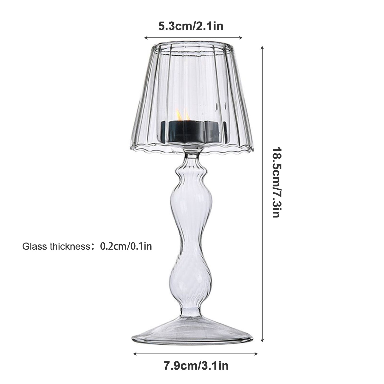 Glass Candle Holder Tansparent Table Lamp Shape Candlestick Holder for Din - Image 7