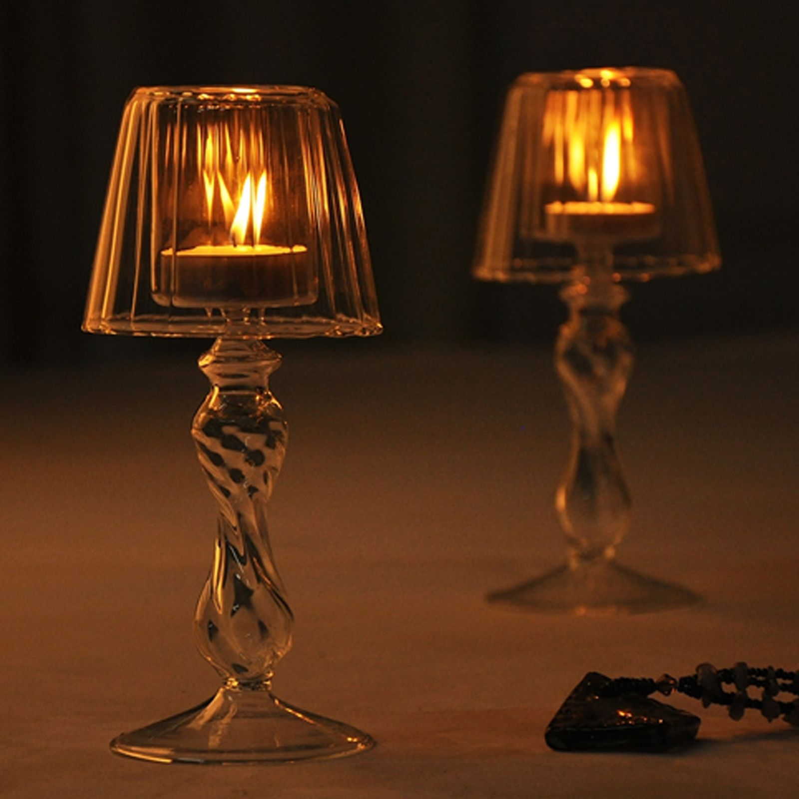 Glass Candle Holder Tansparent Table Lamp Shape Candlestick Holder for Din - Image 8