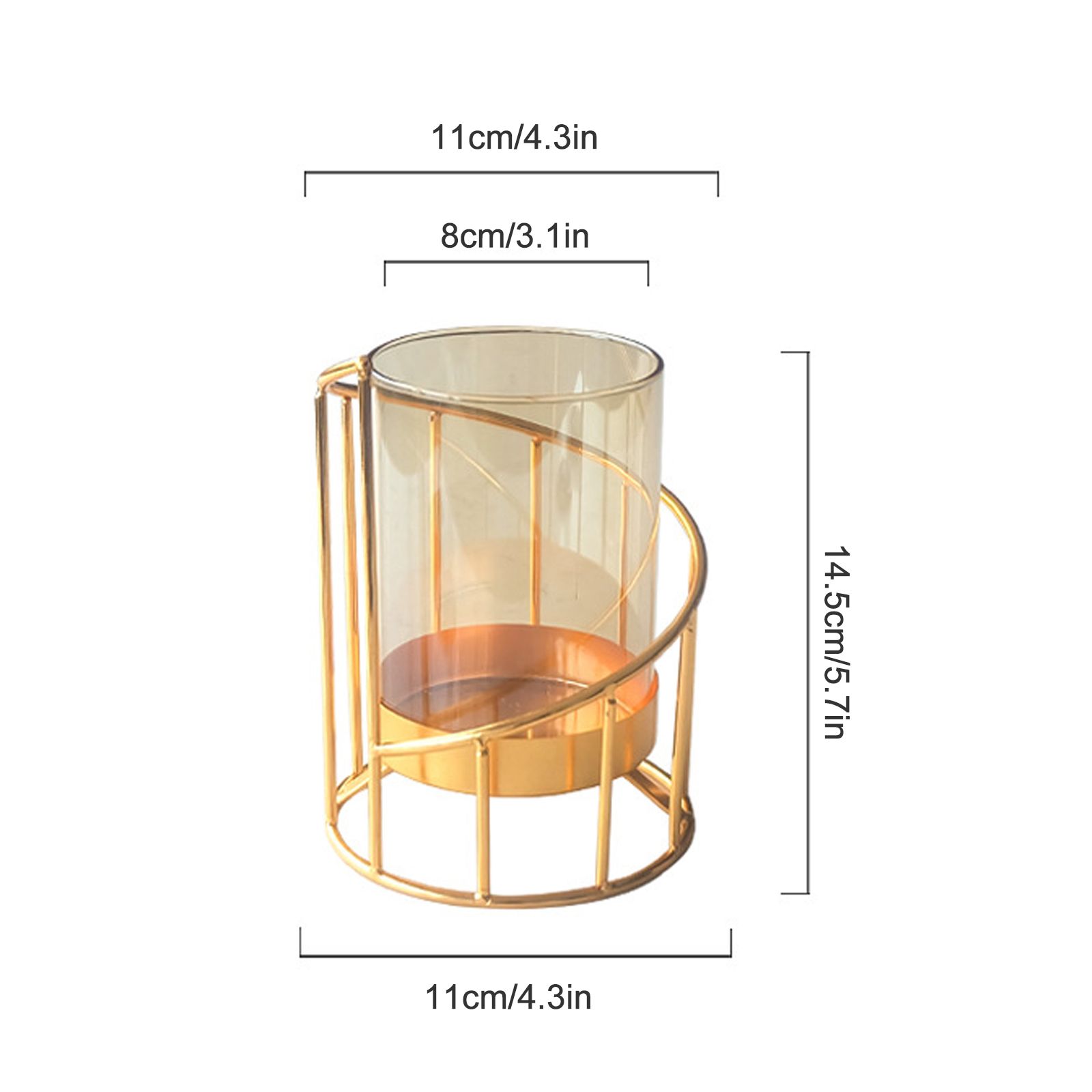 16x14cm Vase Gold Decorative Clear Glass Rugged Flower Vase For Wedding Arty - Image 3