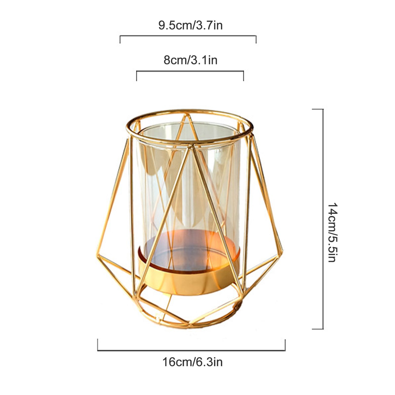 16x14cm Vase Gold Decorative Clear Glass Rugged Flower Vase For Wedding Arty - Image 4