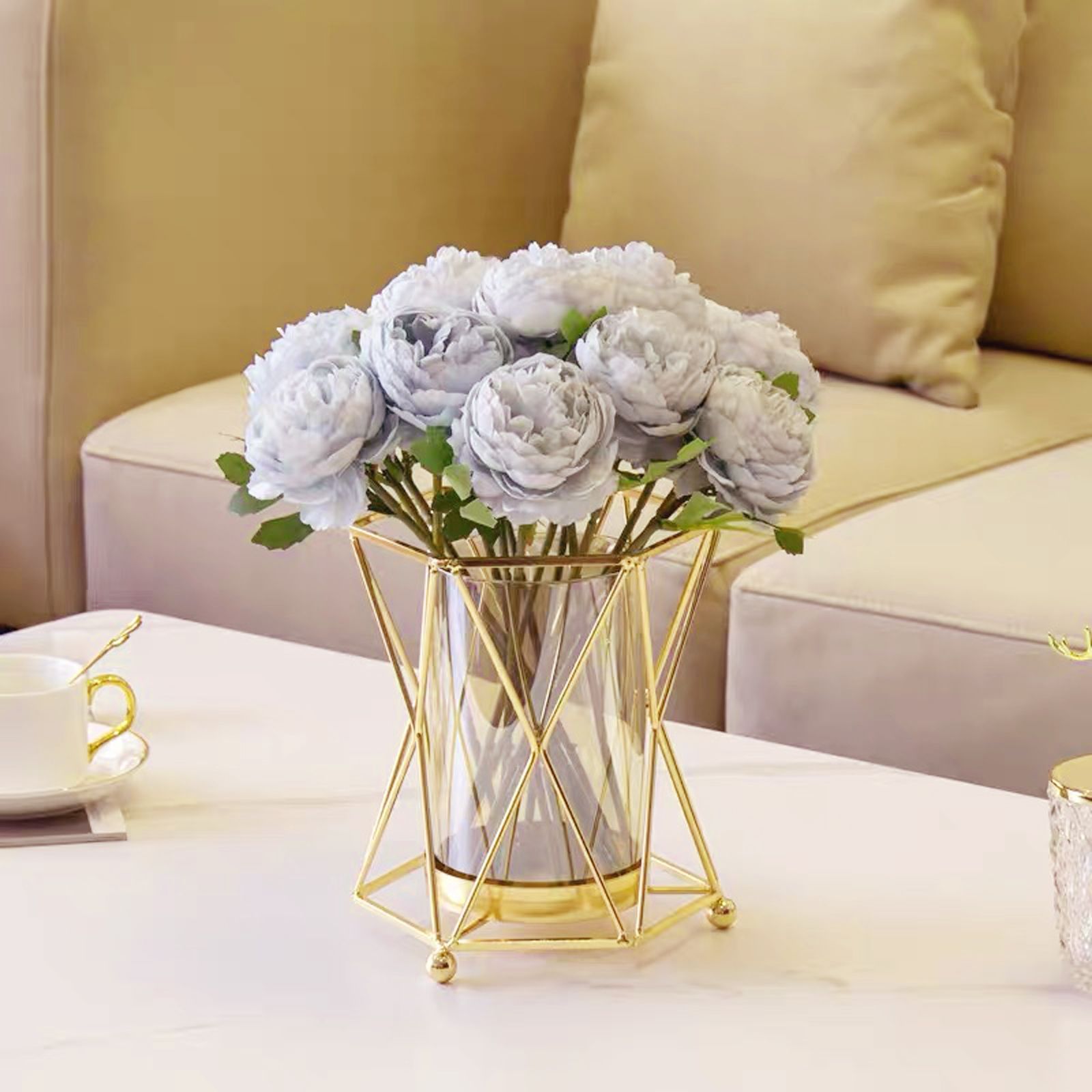 16x14cm Vase Gold Decorative Clear Glass Rugged Flower Vase For Wedding Arty - Image 5