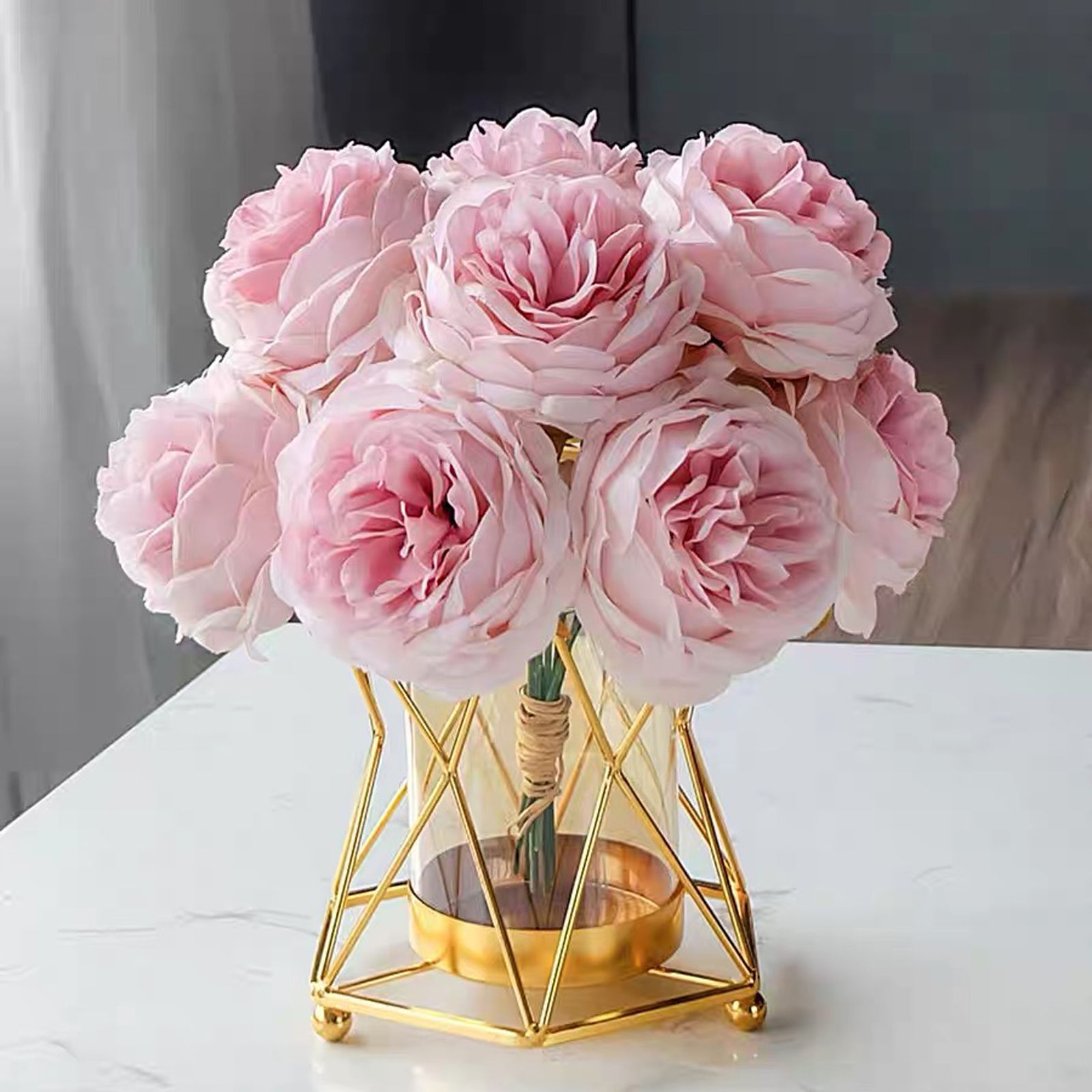 16x14cm Vase Gold Decorative Clear Glass Rugged Flower Vase For Wedding Arty - Image 6