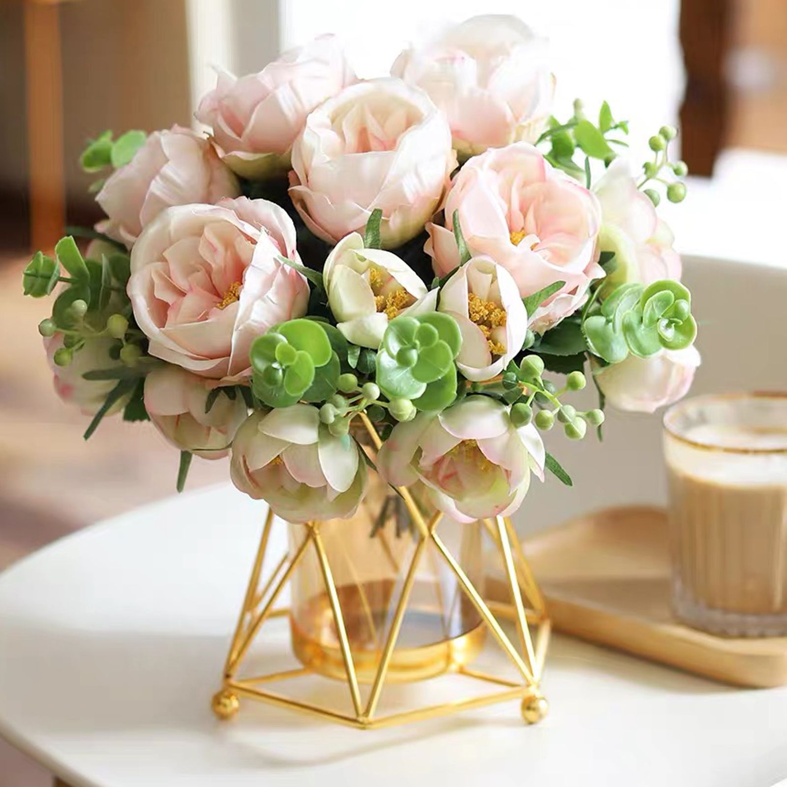16x14cm Vase Gold Decorative Clear Glass Rugged Flower Vase For Wedding Arty - Image 7