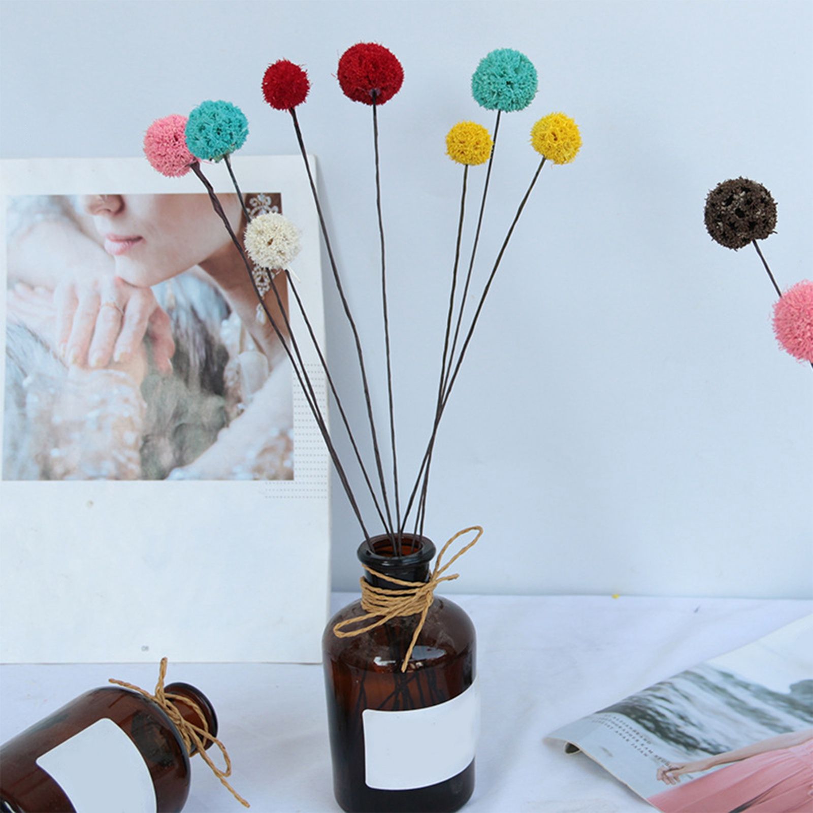 Billy Ball Flowers Dried Flowers Artificial Dried Flowers Home Garden Decoration - Image 7