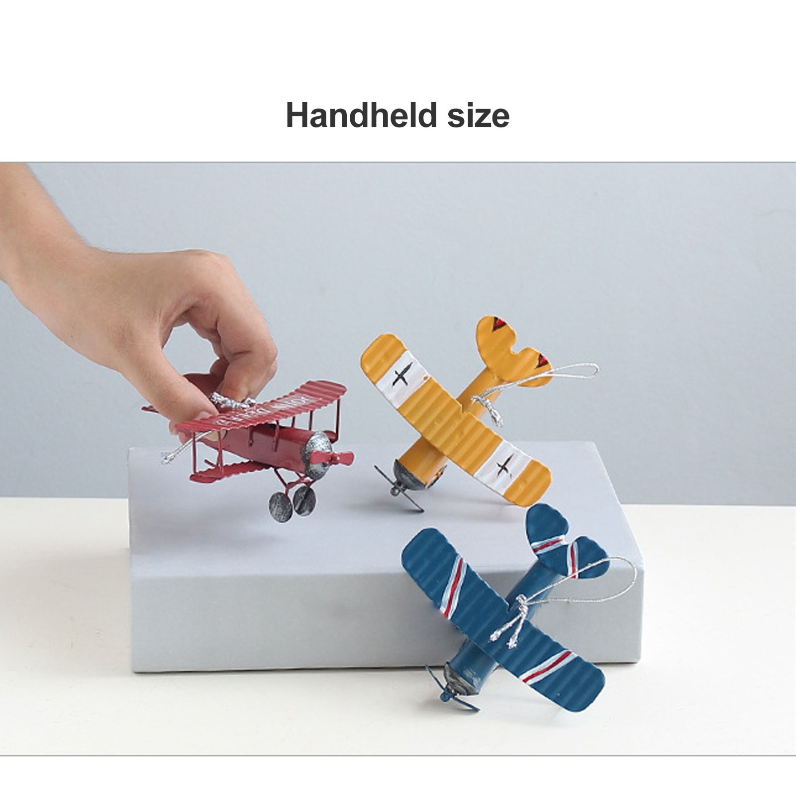 3pcs Airplane Hanging Ornament Retro Decoration Iron Airplane Model for Car Desktop Yellow Red Blue - Image 4