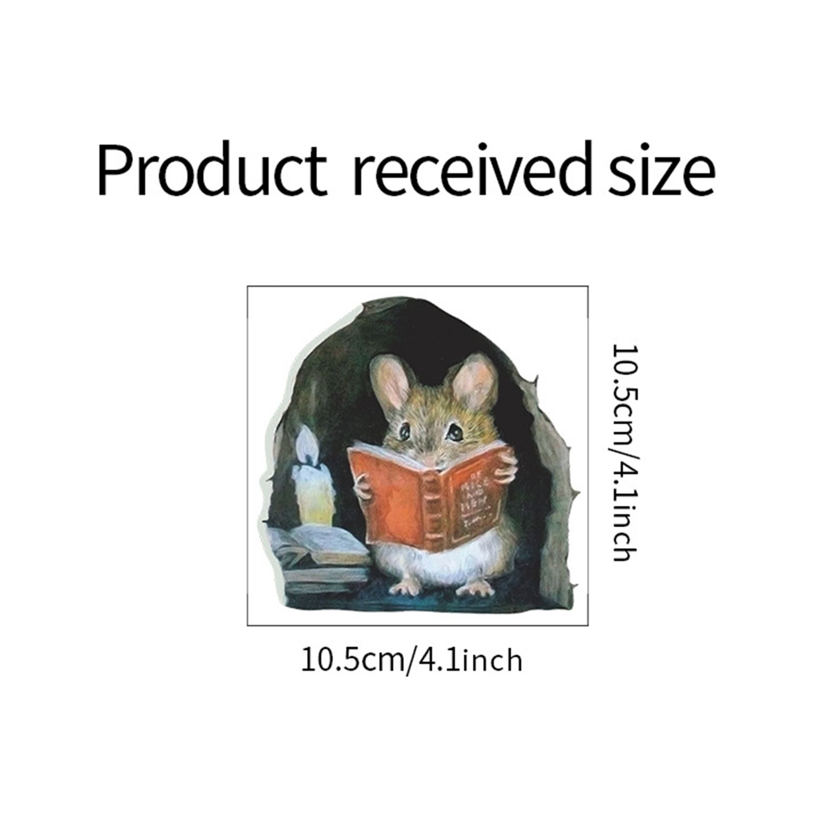 Cartoon Cute Candlelight Reading Mice Stick Mouse Hole Home Wall Decoration Wall Stickers - Image 2