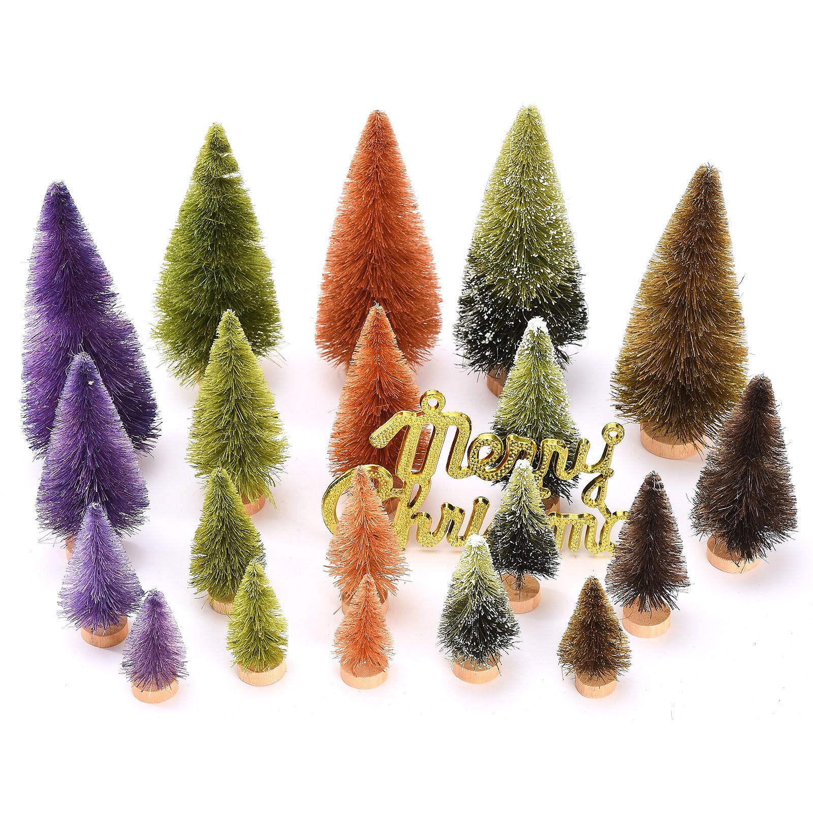 21pcs Artificial Christmas Trees Set Decoration Sisal Wood False Christmas Trees Kit - Image 1