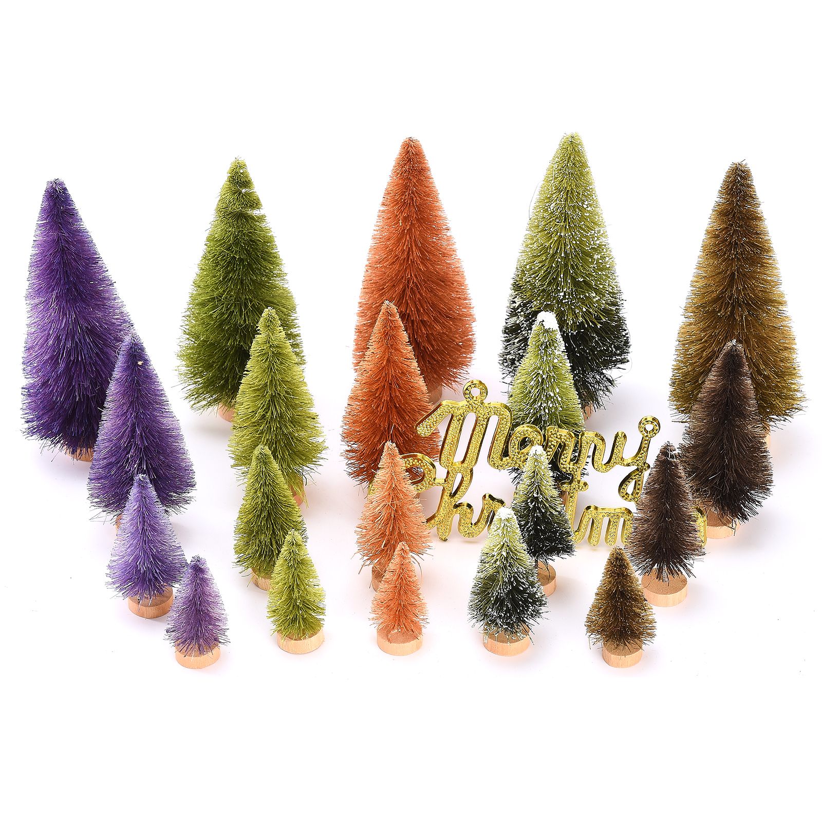 21pcs Artificial Christmas Trees Set Decoration Sisal Wood False Christmas Trees Kit - Image 2