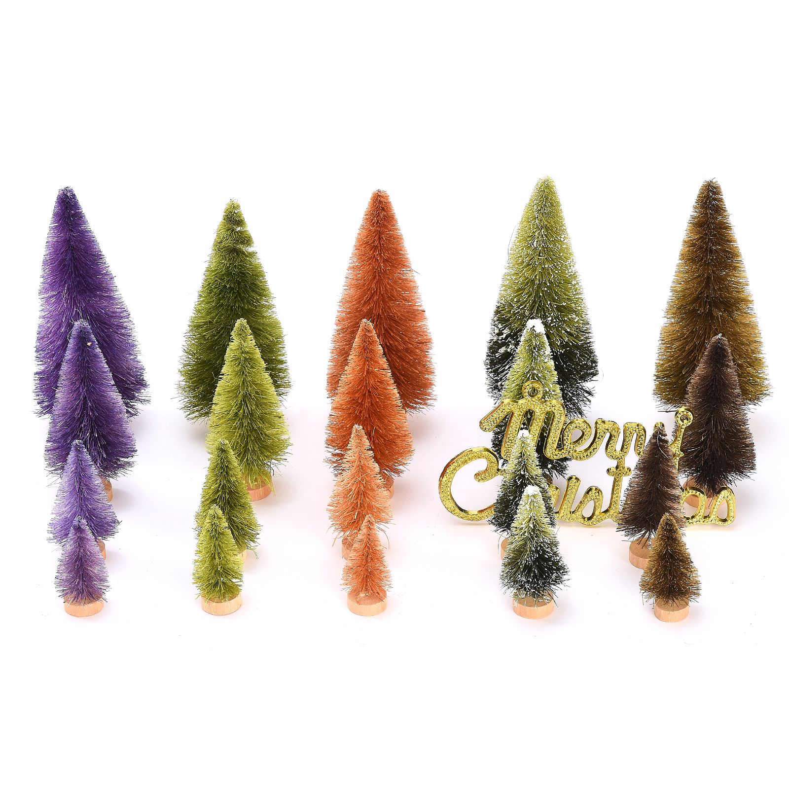 21pcs Artificial Christmas Trees Set Decoration Sisal Wood False Christmas Trees Kit - Image 3